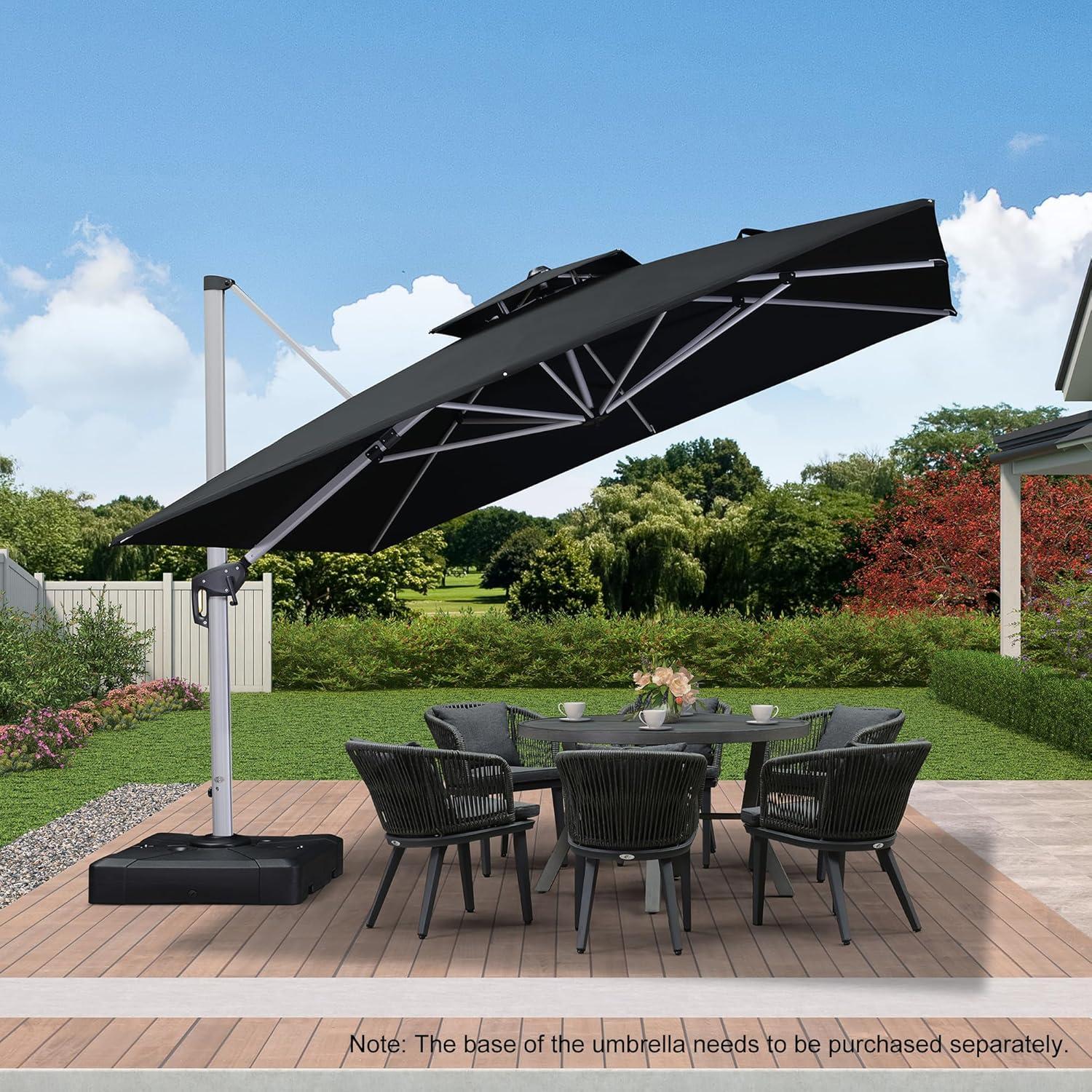image:imagePURPLE LEAF 10 X 13 Patio Umbrella Outdoor Rectangle Umbrella Large Cantilever Umbrella Windproof Offset Heavy Duty Sun for Garden Deck Pool Patio BeigeBlack