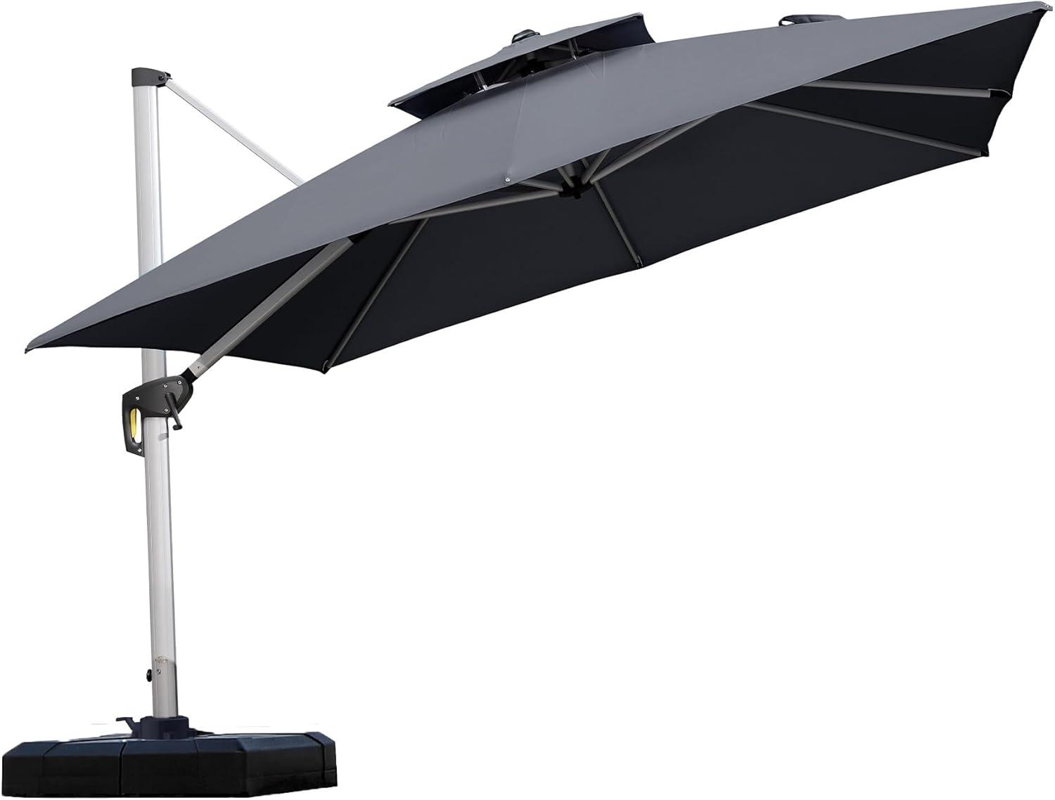 image:imagePURPLE LEAF 10 X 13 Patio Umbrella Outdoor Rectangle Umbrella Large Cantilever Umbrella Windproof Offset Heavy Duty Sun for Garden Deck Pool Patio BeigeGrey