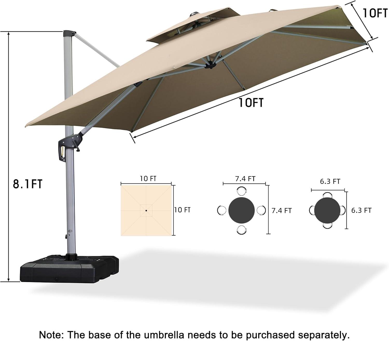 image:imagePURPLE LEAF 10 X 13 Patio Umbrella Outdoor Rectangle Umbrella Large Cantilever Umbrella Windproof Offset Heavy Duty Sun for Garden Deck Pool Patio BeigeBeige