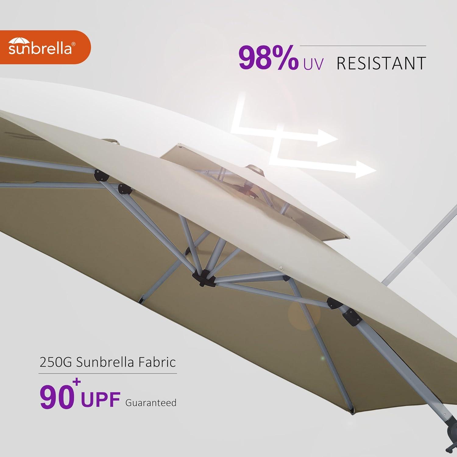 image:imagePURPLE LEAF 10 X 13 Patio Umbrella Outdoor Rectangle Umbrella Large Cantilever Umbrella Windproof Offset Heavy Duty Sun for Garden Deck Pool Patio BeigeSpectrum Sand