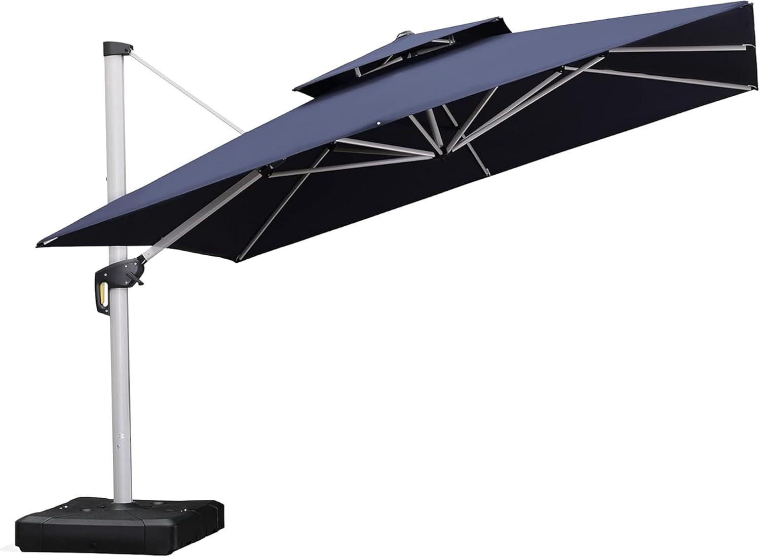 image:imagePURPLE LEAF 10 X 13 Patio Umbrella Outdoor Rectangle Umbrella Large Cantilever Umbrella Windproof Offset Heavy Duty Sun for Garden Deck Pool Patio BeigeNavy Blue