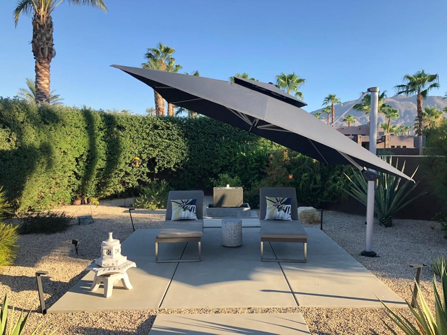 image:imagePURPLE LEAF 10 X 13 Patio Umbrella Outdoor Rectangle Umbrella Large Cantilever Umbrella Windproof Offset Heavy Duty Sun for Garden Deck Pool Patio BeigeGrey