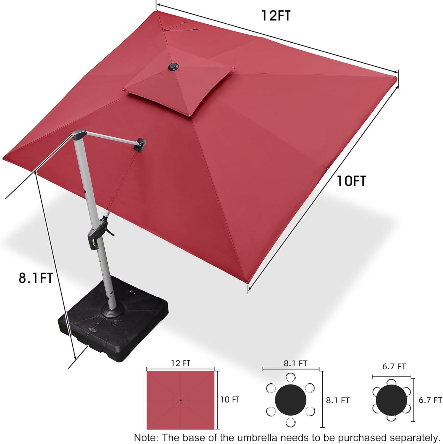 image:imagePURPLE LEAF 10 X 13 Patio Umbrella Outdoor Rectangle Umbrella Large Cantilever Umbrella Windproof Offset Heavy Duty Sun for Garden Deck Pool Patio BeigeTerra