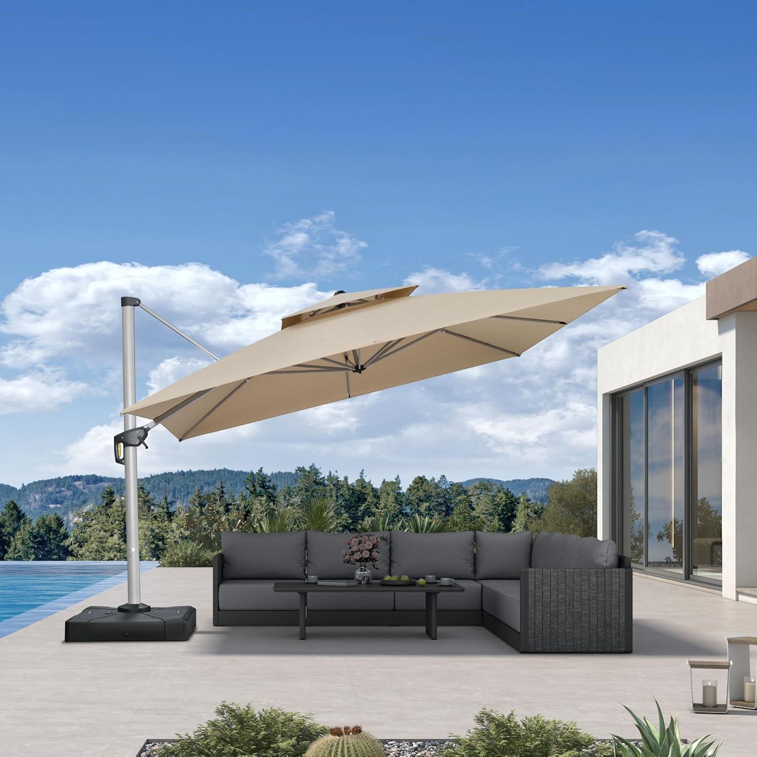 image:imagePURPLE LEAF 10 X 13 Patio Umbrella Outdoor Rectangle Umbrella Large Cantilever Umbrella Windproof Offset Heavy Duty Sun for Garden Deck Pool Patio BeigeSpectrum Sand