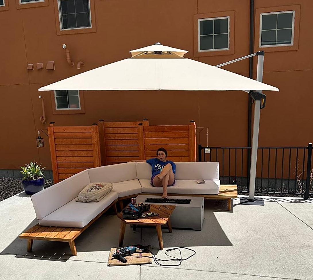 image:imagePURPLE LEAF 10 X 13 Patio Umbrella Outdoor Rectangle Umbrella Large Cantilever Umbrella Windproof Offset Heavy Duty Sun for Garden Deck Pool Patio BeigeBeige