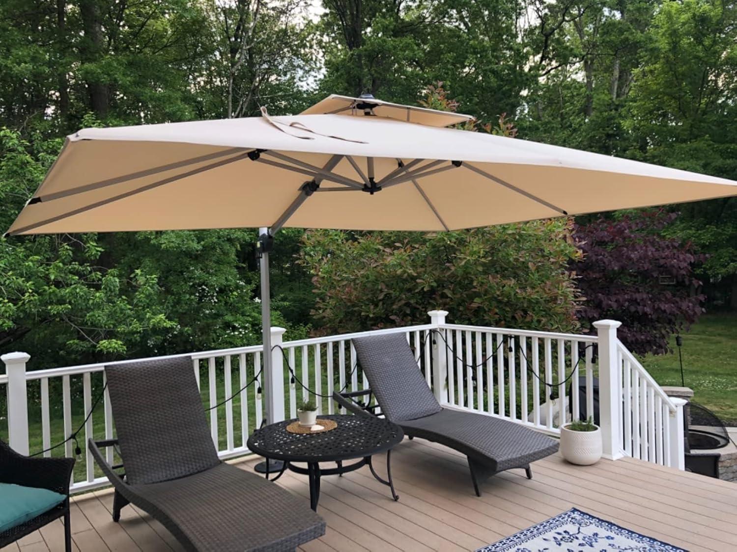 image:imagePURPLE LEAF 10 X 13 Patio Umbrella Outdoor Rectangle Umbrella Large Cantilever Umbrella Windproof Offset Heavy Duty Sun for Garden Deck Pool Patio BeigeBeige