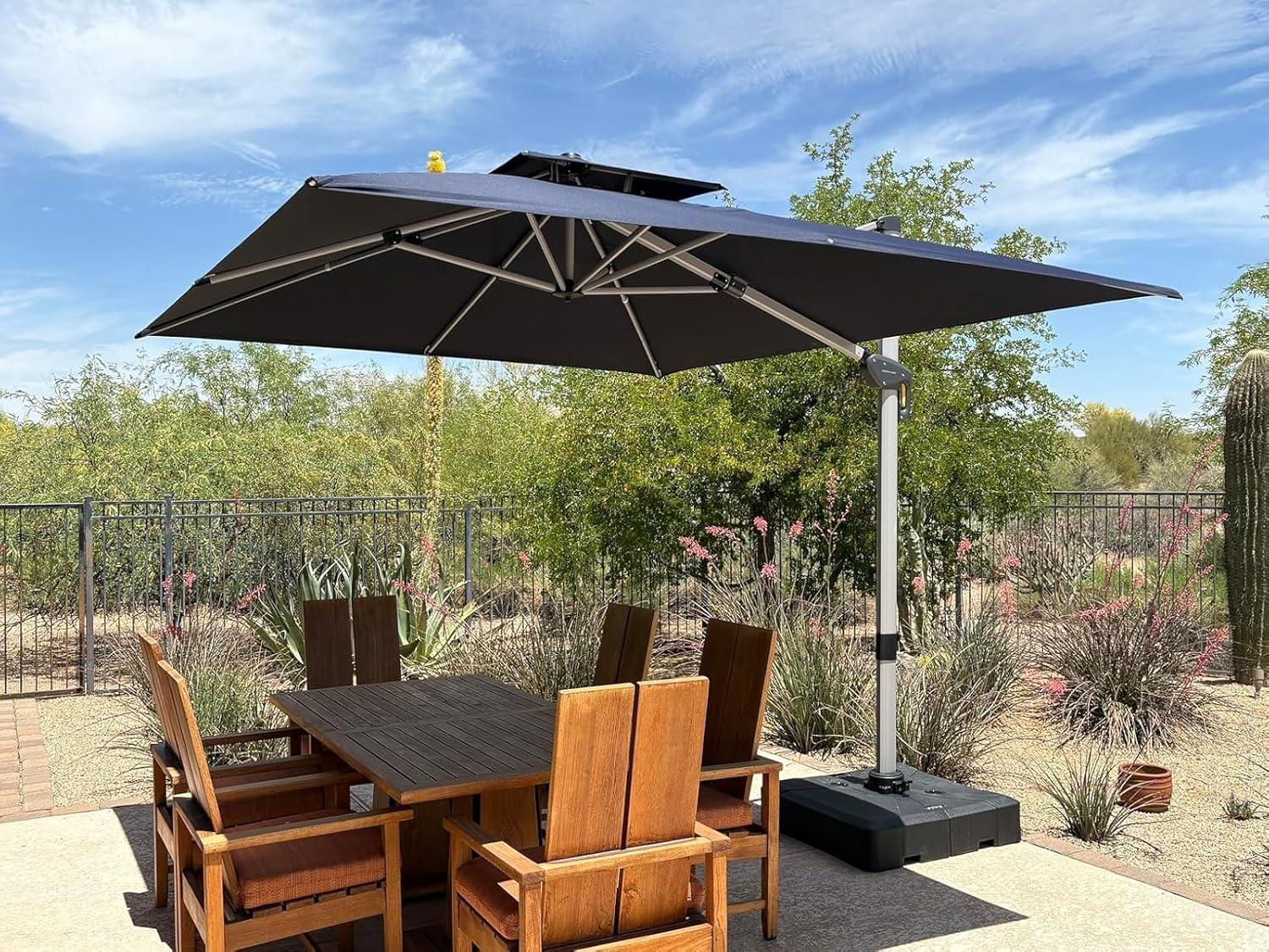 image:imagePURPLE LEAF 10 X 13 Patio Umbrella Outdoor Rectangle Umbrella Large Cantilever Umbrella Windproof Offset Heavy Duty Sun for Garden Deck Pool Patio BeigeNavy Blue