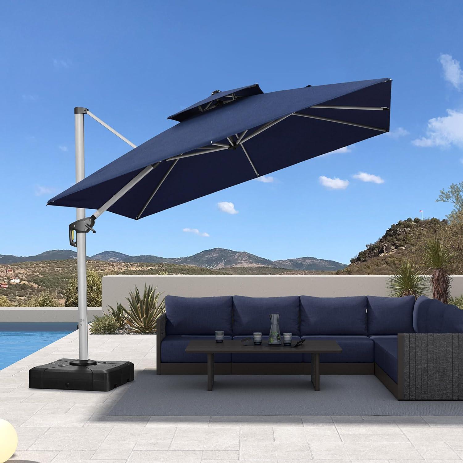 image:imagePURPLE LEAF 10 X 13 Patio Umbrella Outdoor Rectangle Umbrella Large Cantilever Umbrella Windproof Offset Heavy Duty Sun for Garden Deck Pool Patio BeigeSpectrum Indigo