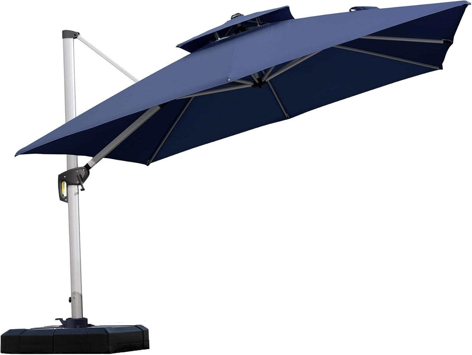 image:imagePURPLE LEAF 10 X 13 Patio Umbrella Outdoor Rectangle Umbrella Large Cantilever Umbrella Windproof Offset Heavy Duty Sun for Garden Deck Pool Patio BeigeNavy Blue