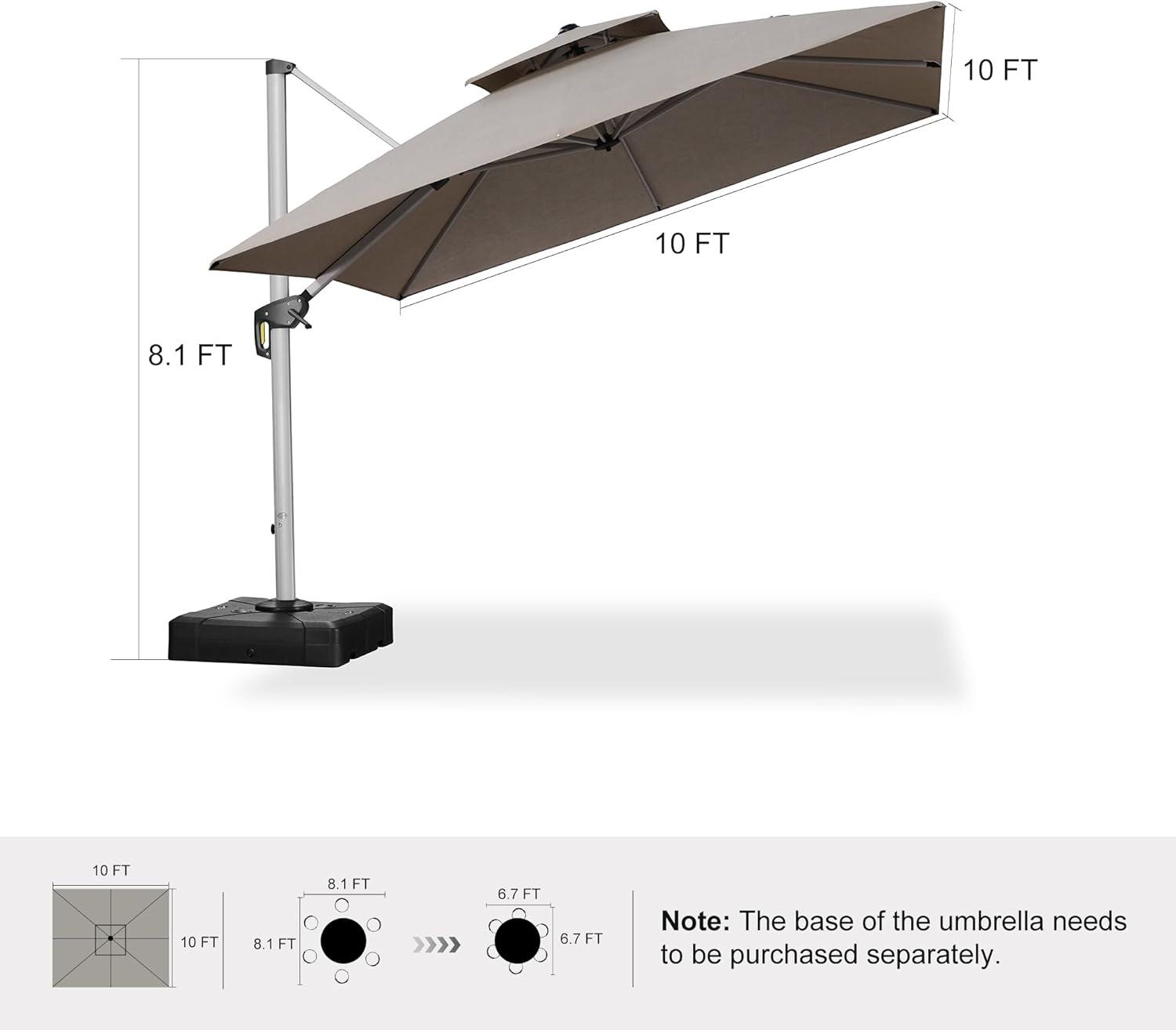 image:imagePURPLE LEAF 10 X 13 Patio Umbrella Outdoor Rectangle Umbrella Large Cantilever Umbrella Windproof Offset Heavy Duty Sun for Garden Deck Pool Patio BeigeCast Ash