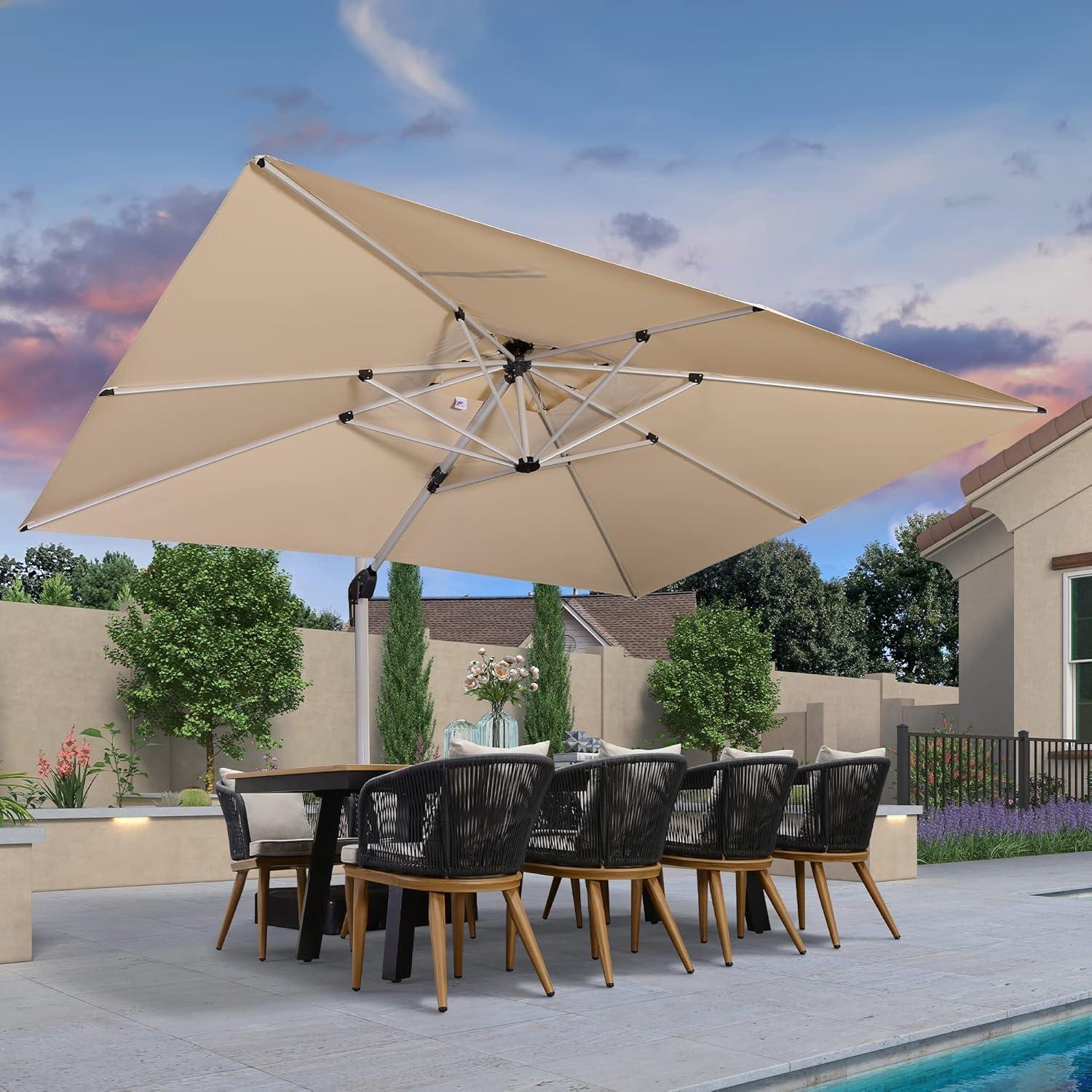 image:imagePURPLE LEAF 10 X 13 Patio Umbrella Outdoor Rectangle Umbrella Large Cantilever Umbrella Windproof Offset Heavy Duty Sun for Garden Deck Pool Patio BeigeBeige