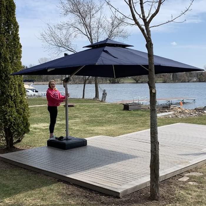image:imagePURPLE LEAF 10 X 13 Patio Umbrella Outdoor Rectangle Umbrella Large Cantilever Umbrella Windproof Offset Heavy Duty Sun for Garden Deck Pool Patio BeigeNavy Blue