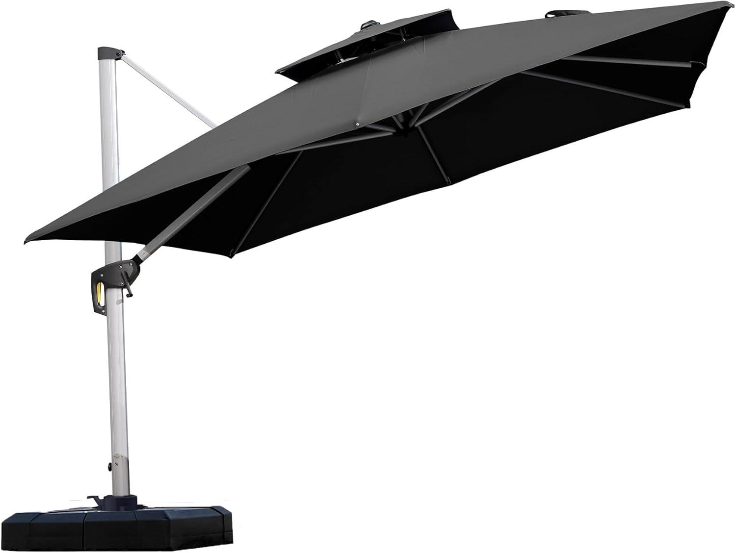 image:imagePURPLE LEAF 10 X 13 Patio Umbrella Outdoor Rectangle Umbrella Large Cantilever Umbrella Windproof Offset Heavy Duty Sun for Garden Deck Pool Patio BeigeBlack