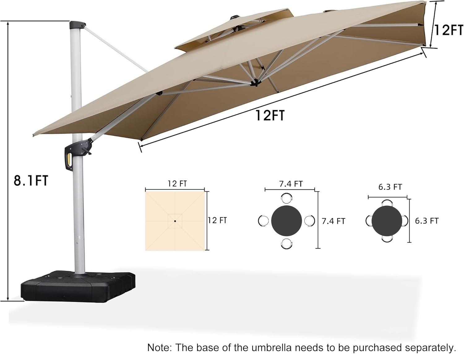 image:imagePURPLE LEAF 10 X 13 Patio Umbrella Outdoor Rectangle Umbrella Large Cantilever Umbrella Windproof Offset Heavy Duty Sun for Garden Deck Pool Patio BeigeBeige