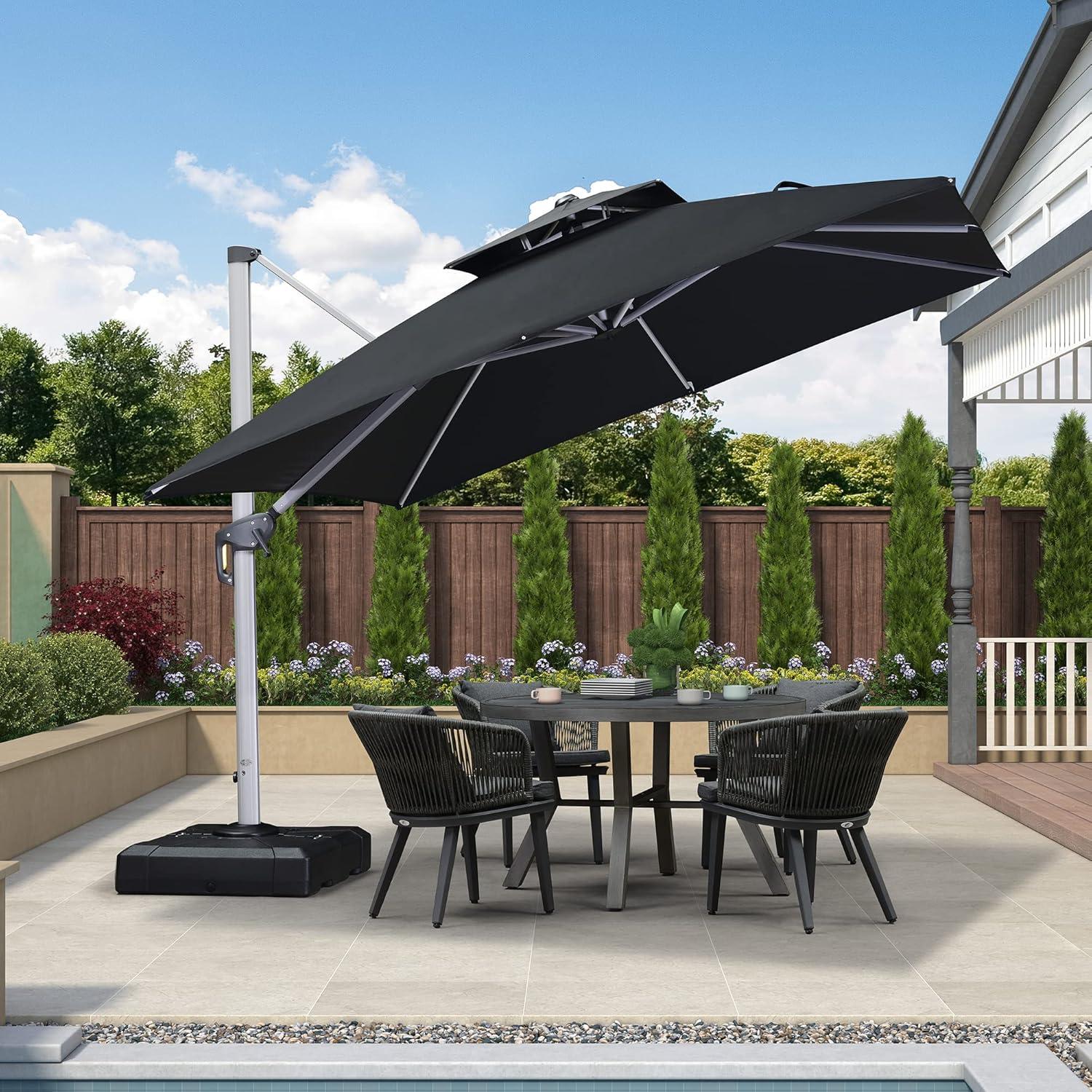 image:imagePURPLE LEAF 10 X 13 Patio Umbrella Outdoor Rectangle Umbrella Large Cantilever Umbrella Windproof Offset Heavy Duty Sun for Garden Deck Pool Patio BeigeBlack