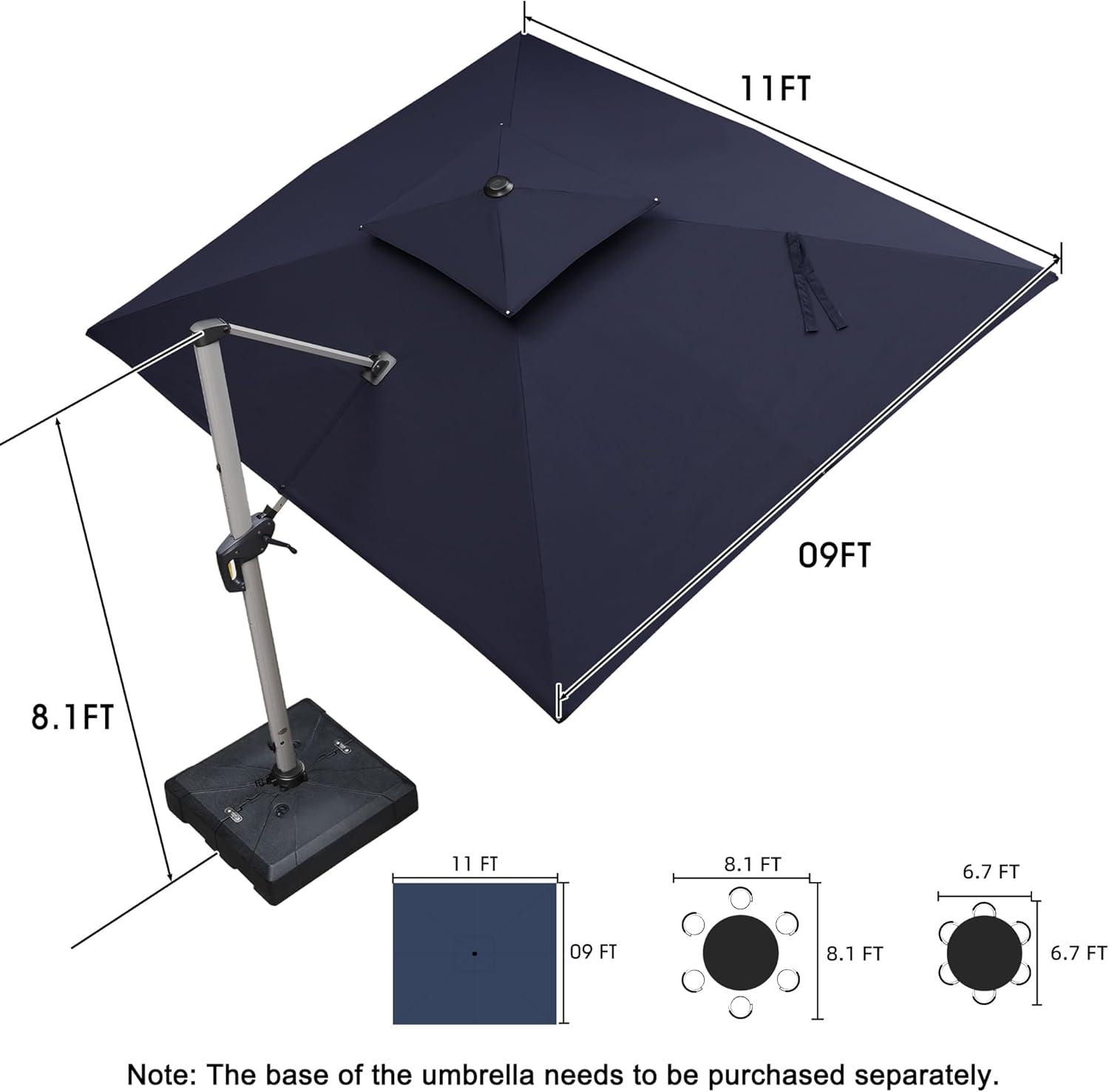 image:imagePURPLE LEAF 10 X 13 Patio Umbrella Outdoor Rectangle Umbrella Large Cantilever Umbrella Windproof Offset Heavy Duty Sun for Garden Deck Pool Patio BeigeNavy Blue
