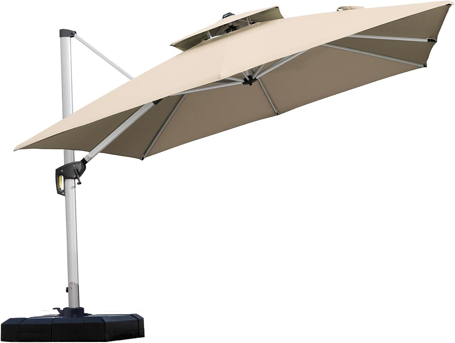 image:imagePURPLE LEAF 10 X 13 Patio Umbrella Outdoor Rectangle Umbrella Large Cantilever Umbrella Windproof Offset Heavy Duty Sun for Garden Deck Pool Patio BeigeBeige