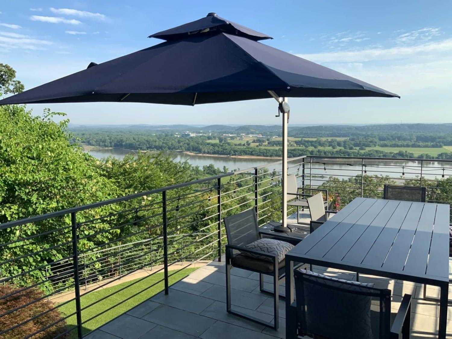 image:imagePURPLE LEAF 10 X 13 Patio Umbrella Outdoor Rectangle Umbrella Large Cantilever Umbrella Windproof Offset Heavy Duty Sun for Garden Deck Pool Patio BeigeNavy Blue