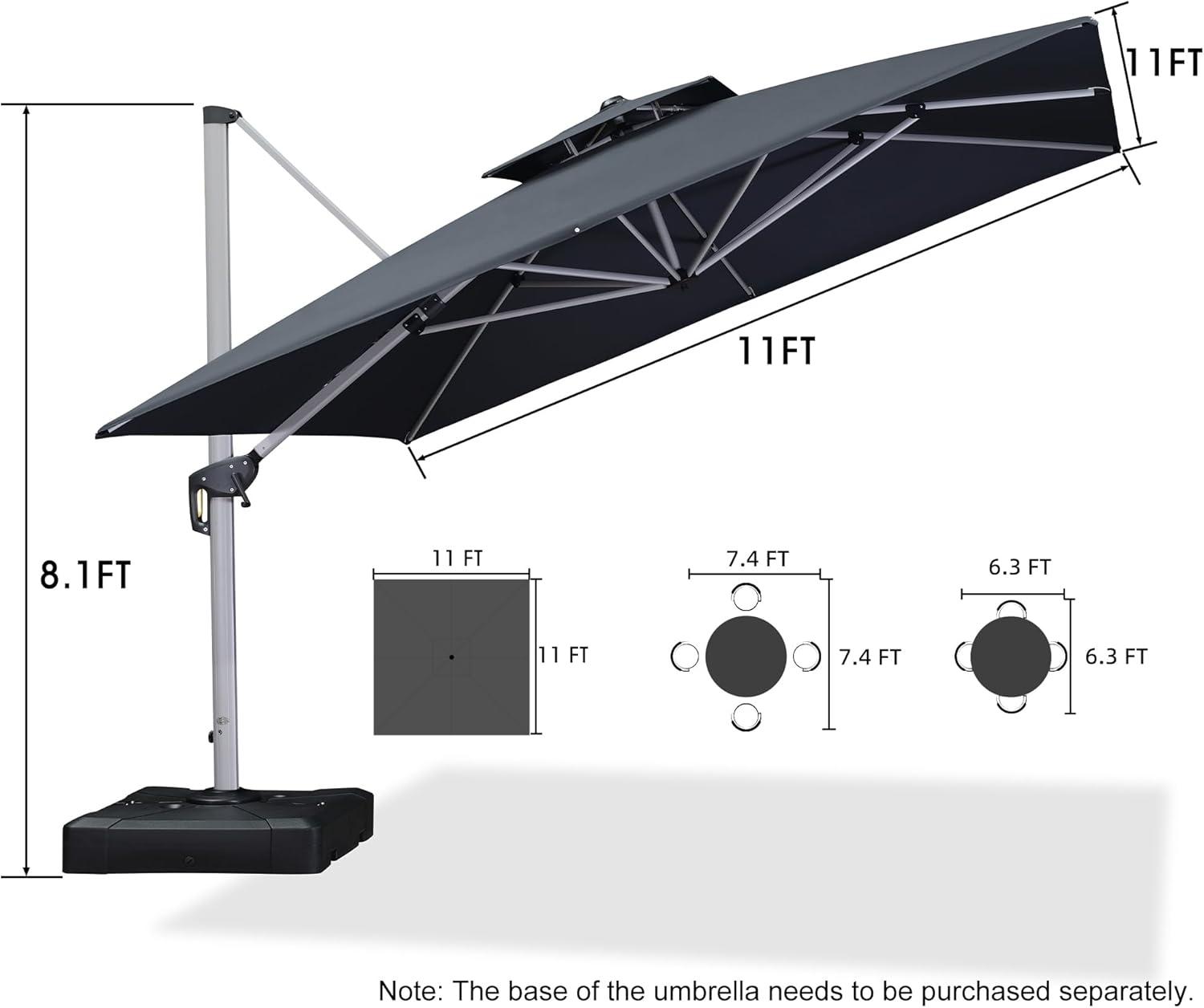 image:imagePURPLE LEAF 10 X 13 Patio Umbrella Outdoor Rectangle Umbrella Large Cantilever Umbrella Windproof Offset Heavy Duty Sun for Garden Deck Pool Patio BeigeGrey