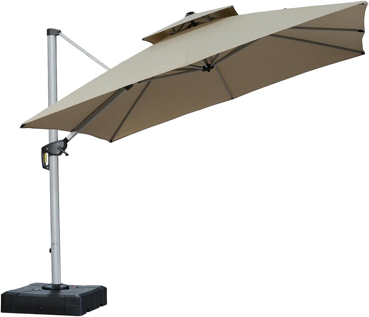 image:imagePURPLE LEAF 10 X 13 Patio Umbrella Outdoor Rectangle Umbrella Large Cantilever Umbrella Windproof Offset Heavy Duty Sun for Garden Deck Pool Patio BeigeSpectrum Sand