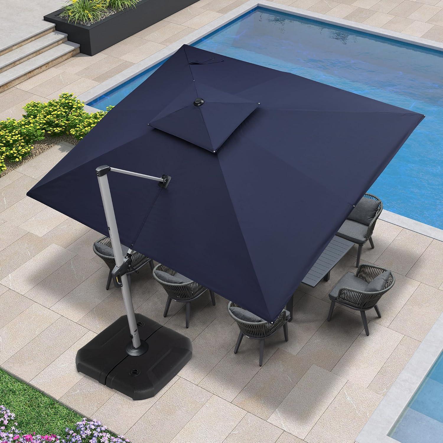image:imagePURPLE LEAF 10 X 13 Patio Umbrella Outdoor Rectangle Umbrella Large Cantilever Umbrella Windproof Offset Heavy Duty Sun for Garden Deck Pool Patio BeigeNavy Blue