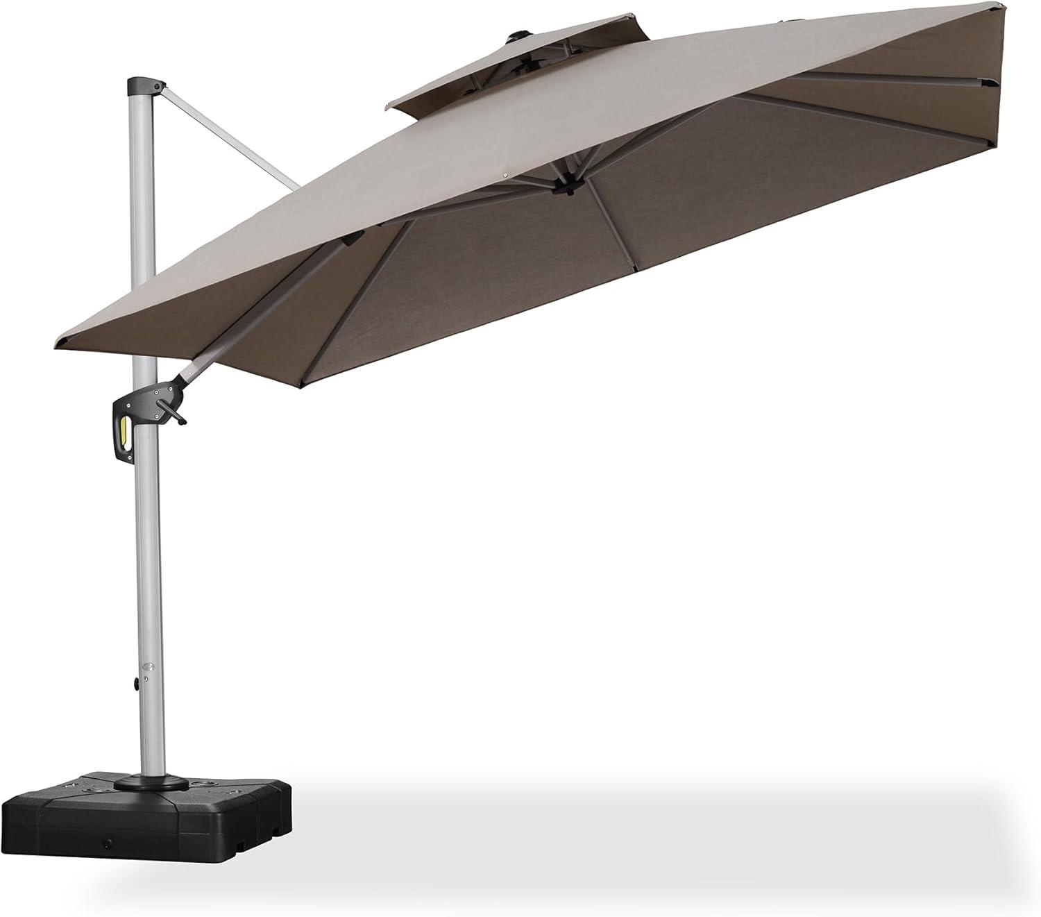 image:imagePURPLE LEAF 10 X 13 Patio Umbrella Outdoor Rectangle Umbrella Large Cantilever Umbrella Windproof Offset Heavy Duty Sun for Garden Deck Pool Patio BeigeCast Ash