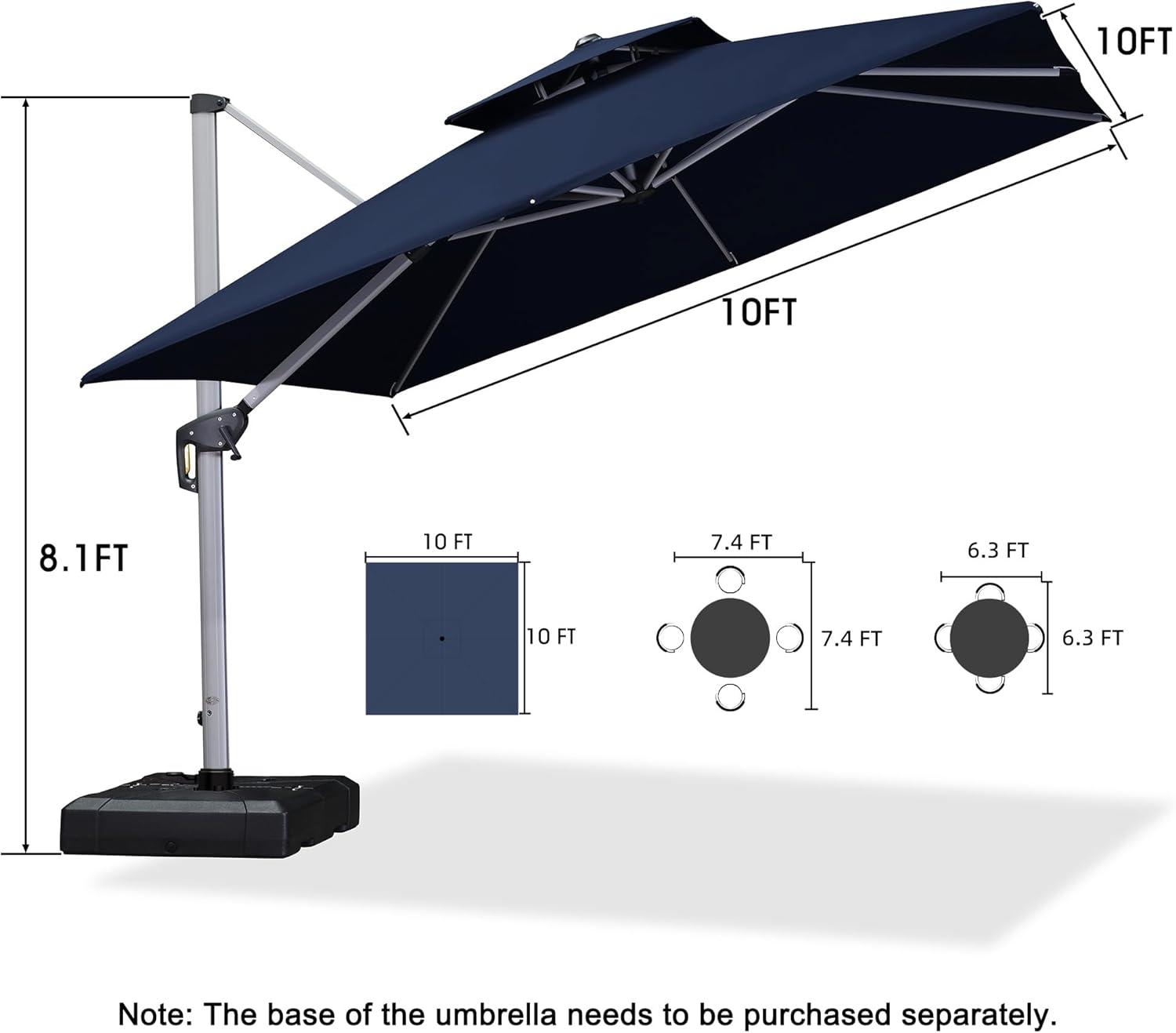 image:imagePURPLE LEAF 10 X 13 Patio Umbrella Outdoor Rectangle Umbrella Large Cantilever Umbrella Windproof Offset Heavy Duty Sun for Garden Deck Pool Patio BeigeNavy Blue