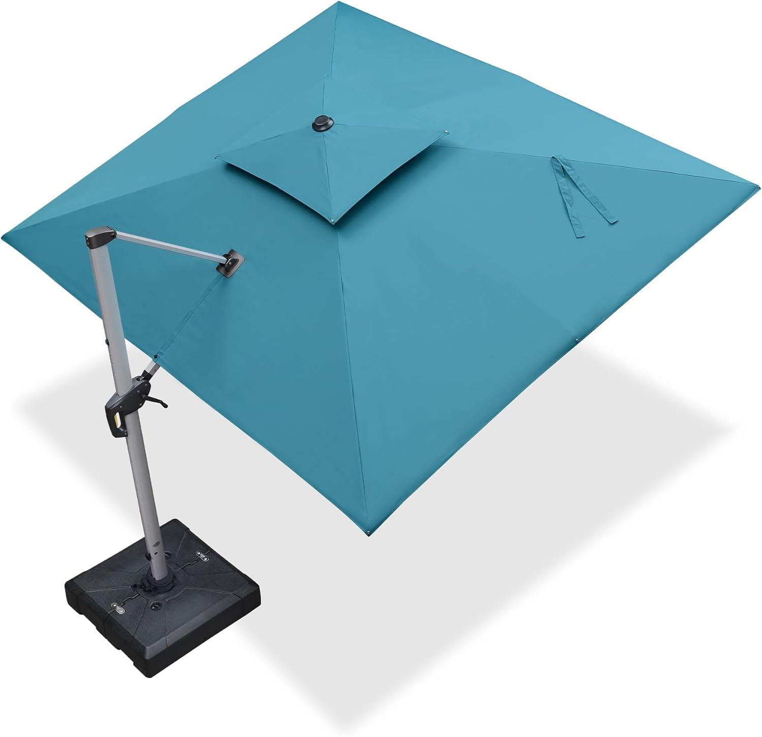 image:imagePURPLE LEAF 10 X 13 Patio Umbrella Outdoor Rectangle Umbrella Large Cantilever Umbrella Windproof Offset Heavy Duty Sun for Garden Deck Pool Patio BeigeTurquoise Blue