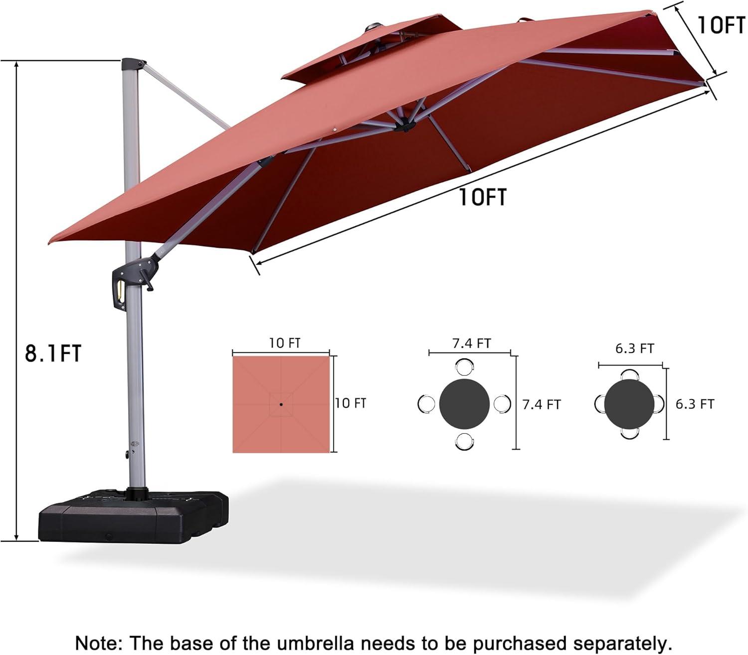 image:imagePURPLE LEAF 10 X 13 Patio Umbrella Outdoor Rectangle Umbrella Large Cantilever Umbrella Windproof Offset Heavy Duty Sun for Garden Deck Pool Patio BeigeBrick Red