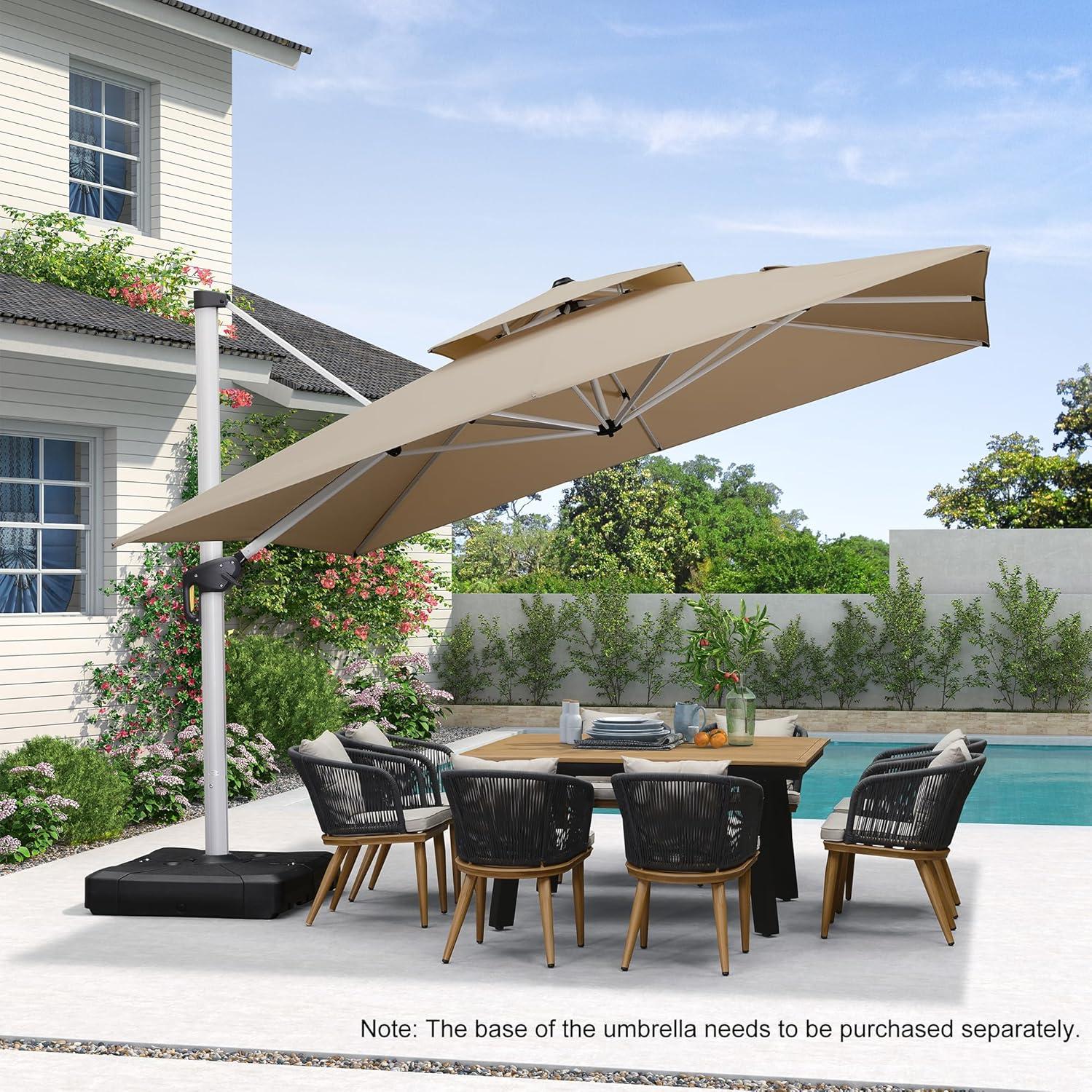 image:imagePURPLE LEAF 10 X 13 Patio Umbrella Outdoor Rectangle Umbrella Large Cantilever Umbrella Windproof Offset Heavy Duty Sun for Garden Deck Pool Patio BeigeBeige