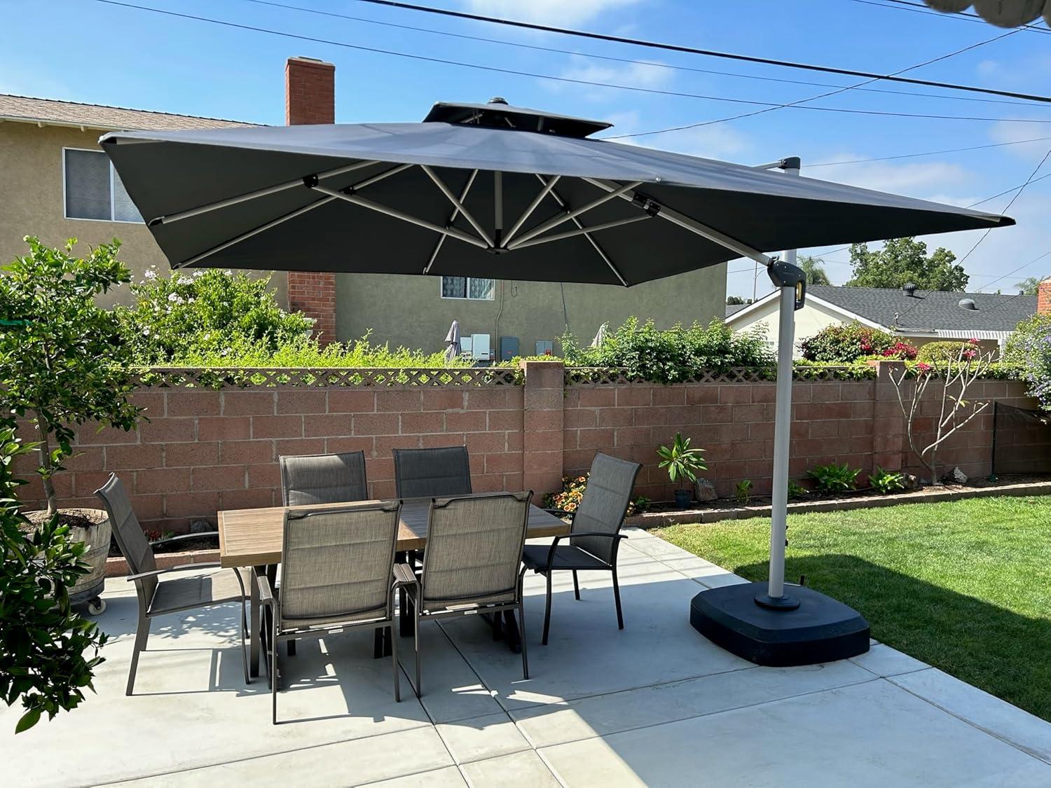 image:imagePURPLE LEAF 10 X 13 Patio Umbrella Outdoor Rectangle Umbrella Large Cantilever Umbrella Windproof Offset Heavy Duty Sun for Garden Deck Pool Patio BeigeGrey