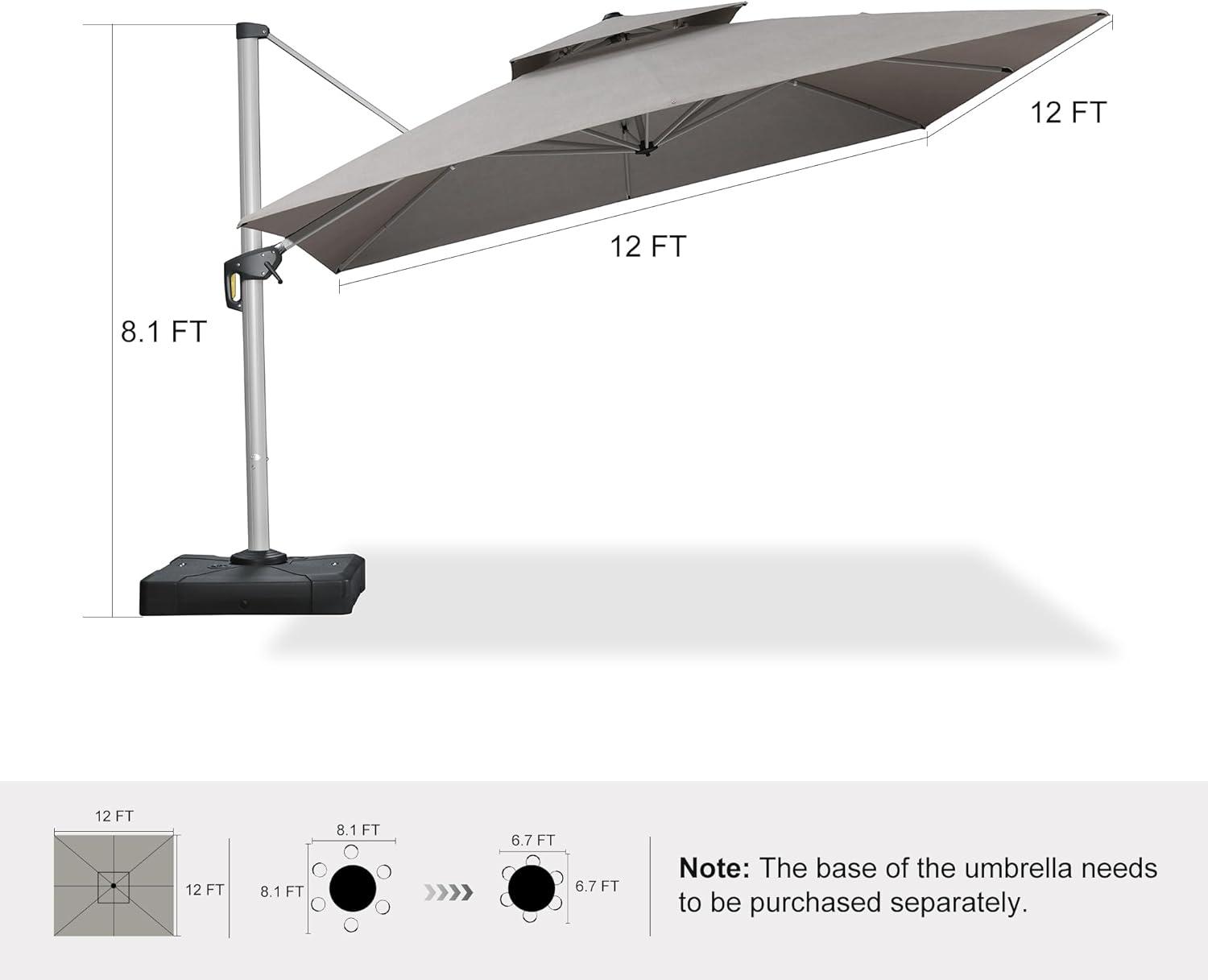 image:imagePURPLE LEAF 10 X 13 Patio Umbrella Outdoor Rectangle Umbrella Large Cantilever Umbrella Windproof Offset Heavy Duty Sun for Garden Deck Pool Patio BeigeCast Ash
