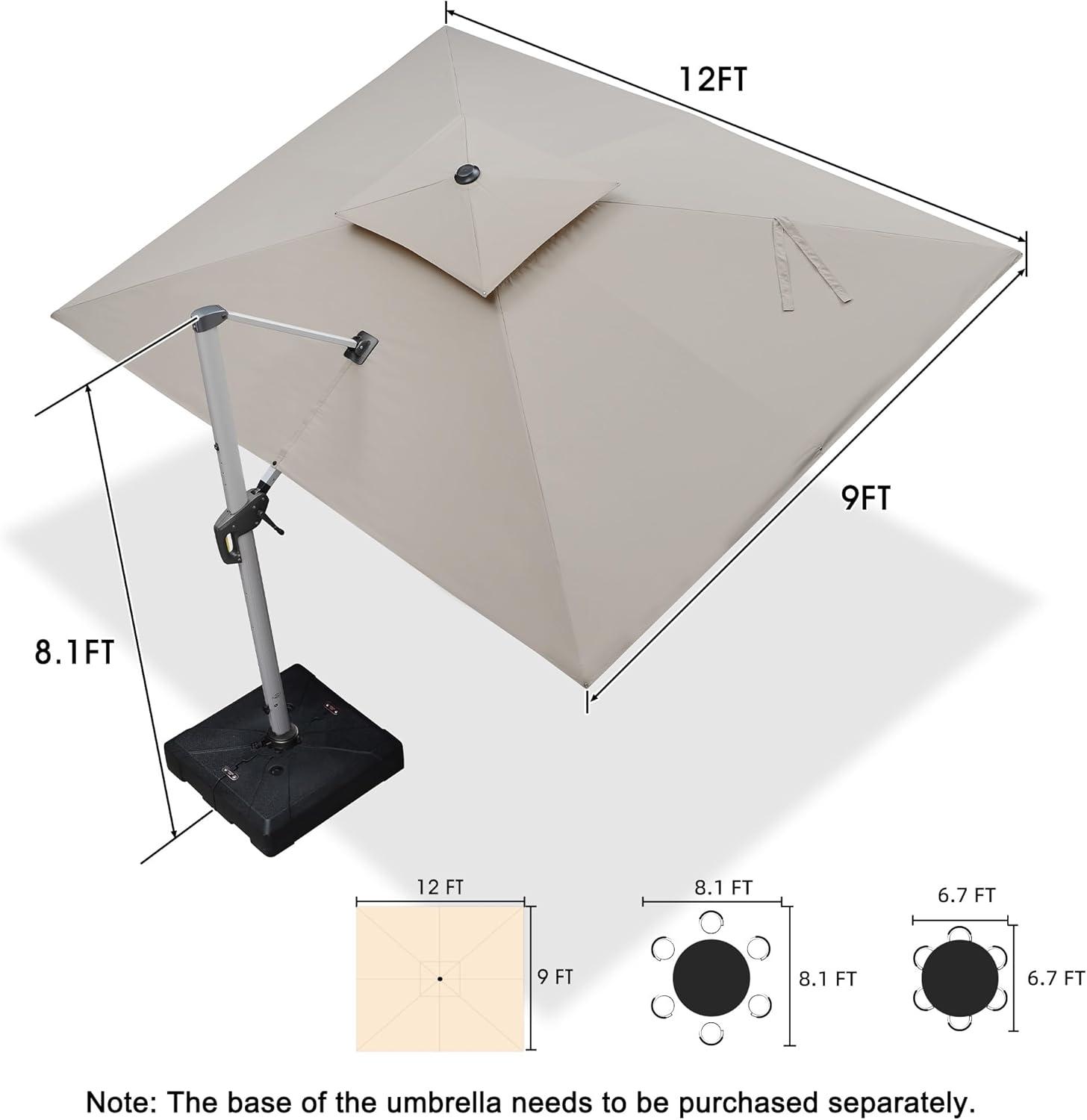 image:imagePURPLE LEAF 10 X 13 Patio Umbrella Outdoor Rectangle Umbrella Large Cantilever Umbrella Windproof Offset Heavy Duty Sun for Garden Deck Pool Patio BeigeBeige