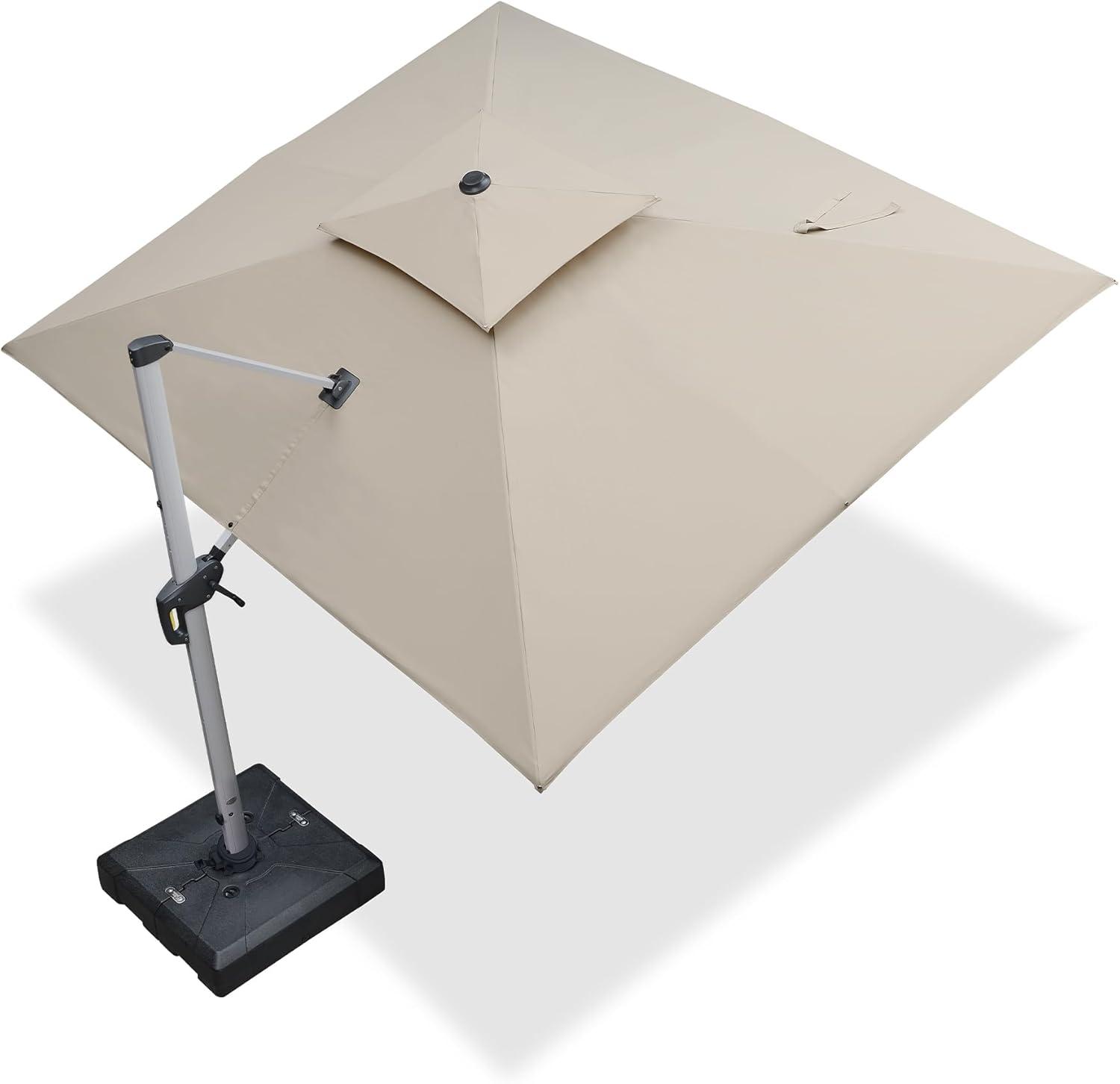 image:imagePURPLE LEAF 10 X 13 Patio Umbrella Outdoor Rectangle Umbrella Large Cantilever Umbrella Windproof Offset Heavy Duty Sun for Garden Deck Pool Patio BeigeBeige