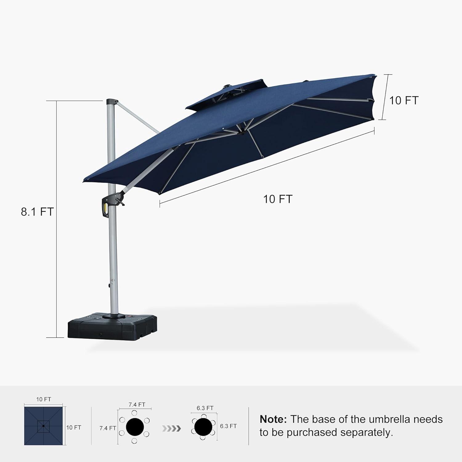 image:imagePURPLE LEAF 10 X 13 Patio Umbrella Outdoor Rectangle Umbrella Large Cantilever Umbrella Windproof Offset Heavy Duty Sun for Garden Deck Pool Patio BeigeSpectrum Indigo