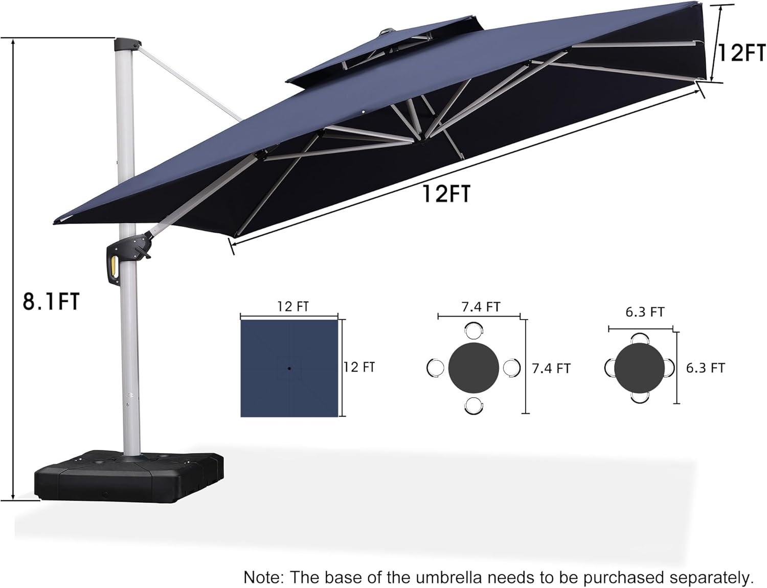 image:imagePURPLE LEAF 10 X 13 Patio Umbrella Outdoor Rectangle Umbrella Large Cantilever Umbrella Windproof Offset Heavy Duty Sun for Garden Deck Pool Patio BeigeNavy Blue