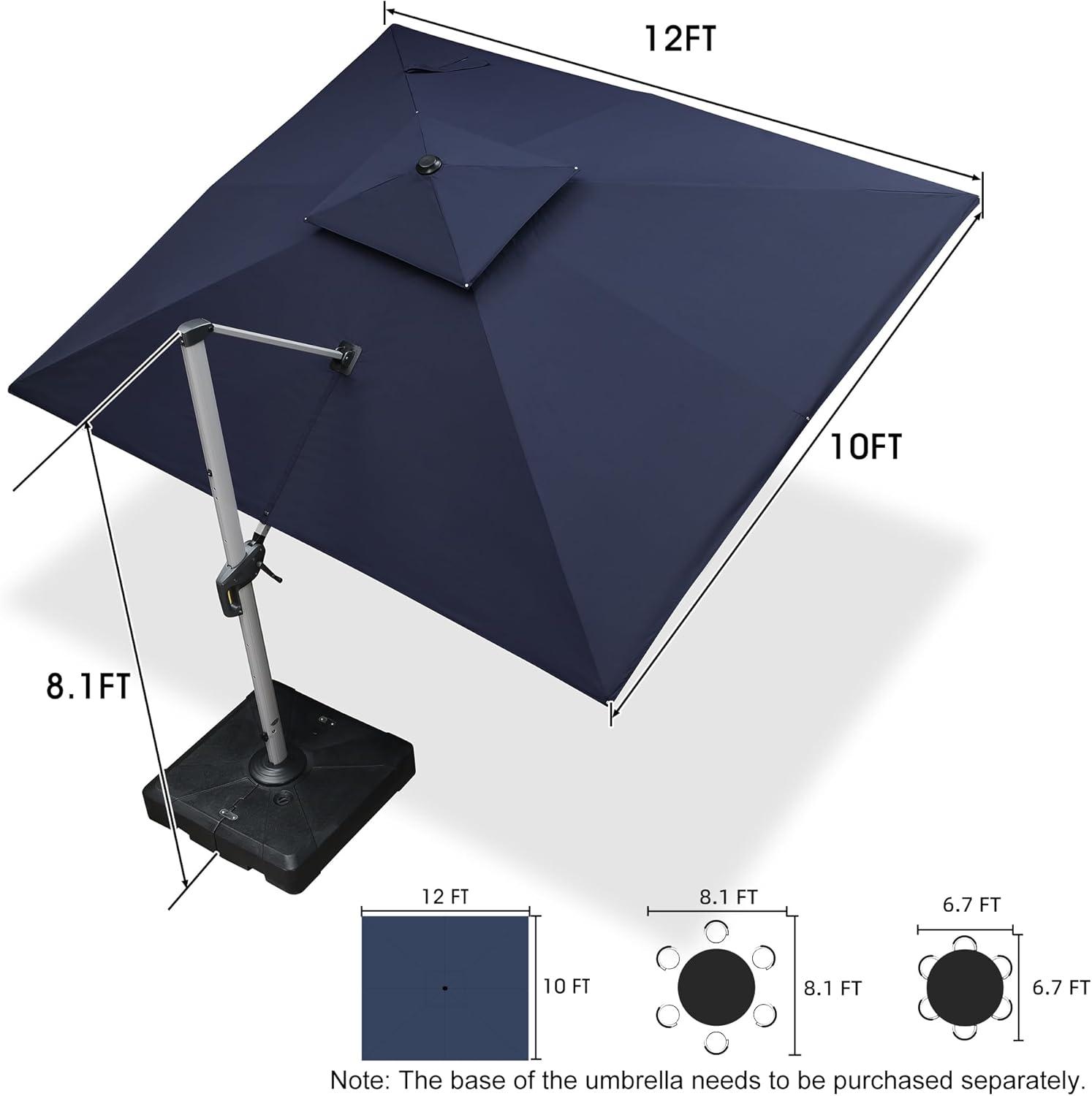 image:imagePURPLE LEAF 10 X 13 Patio Umbrella Outdoor Rectangle Umbrella Large Cantilever Umbrella Windproof Offset Heavy Duty Sun for Garden Deck Pool Patio BeigeNavy Blue