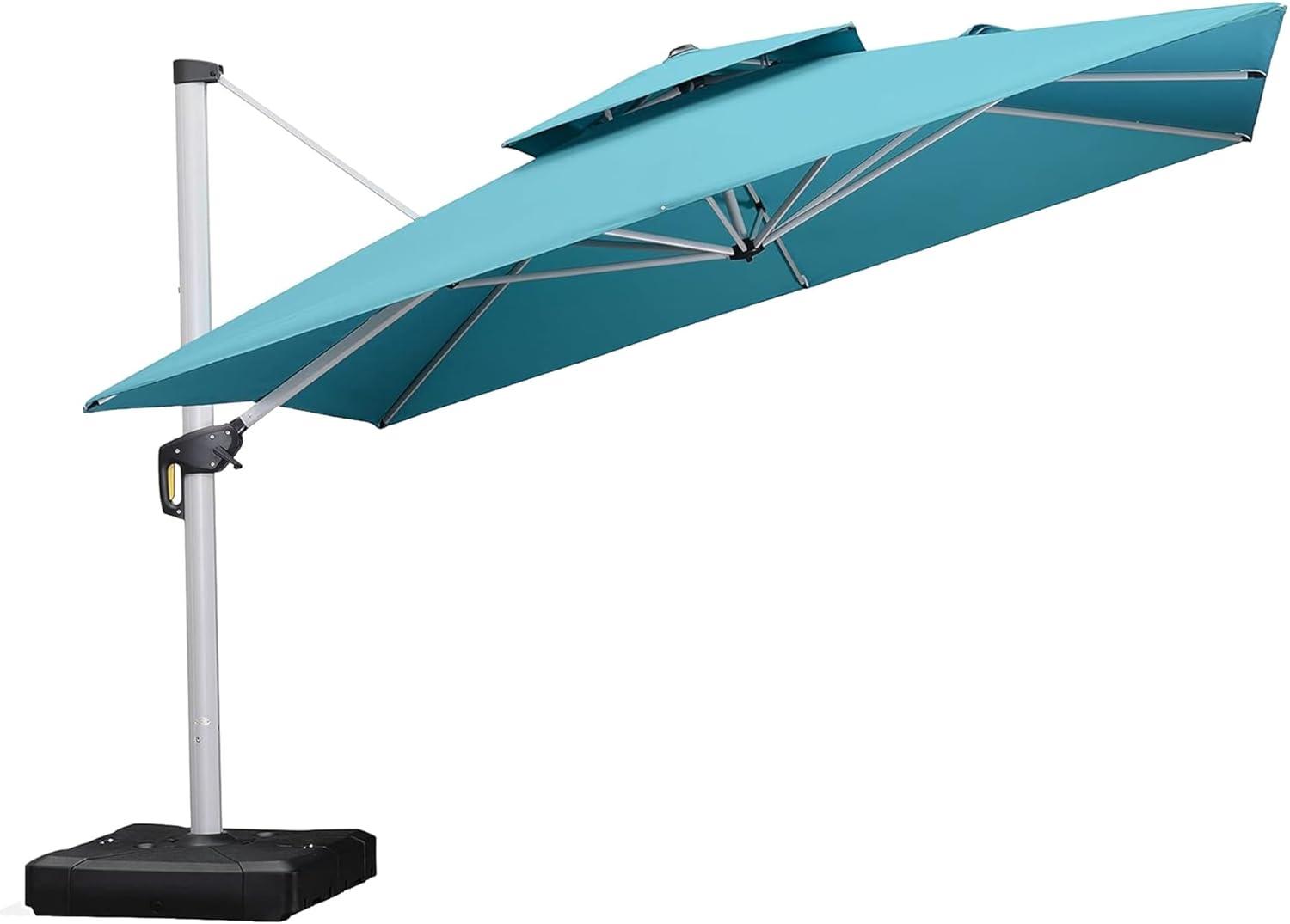 image:imagePURPLE LEAF 10 X 13 Patio Umbrella Outdoor Rectangle Umbrella Large Cantilever Umbrella Windproof Offset Heavy Duty Sun for Garden Deck Pool Patio BeigeTurquoise Blue