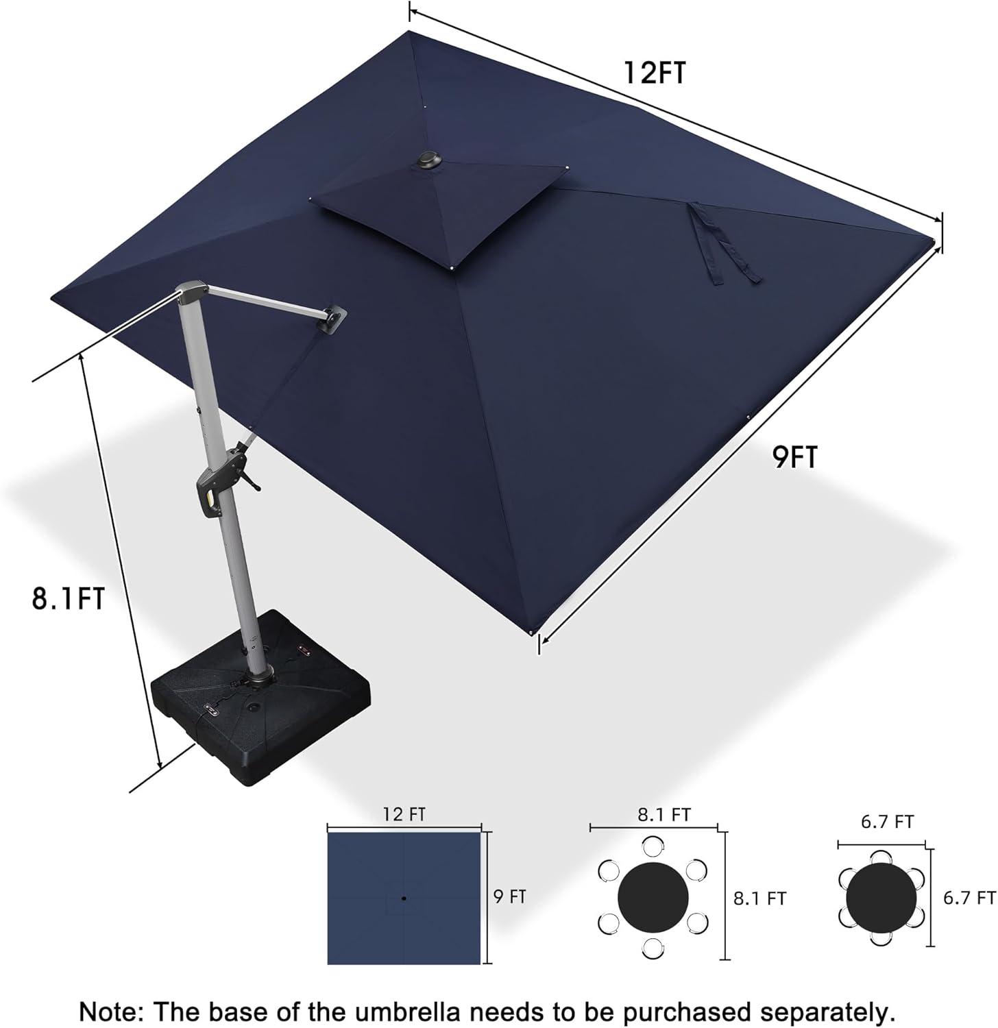 image:imagePURPLE LEAF 10 X 13 Patio Umbrella Outdoor Rectangle Umbrella Large Cantilever Umbrella Windproof Offset Heavy Duty Sun for Garden Deck Pool Patio BeigeNavy Blue