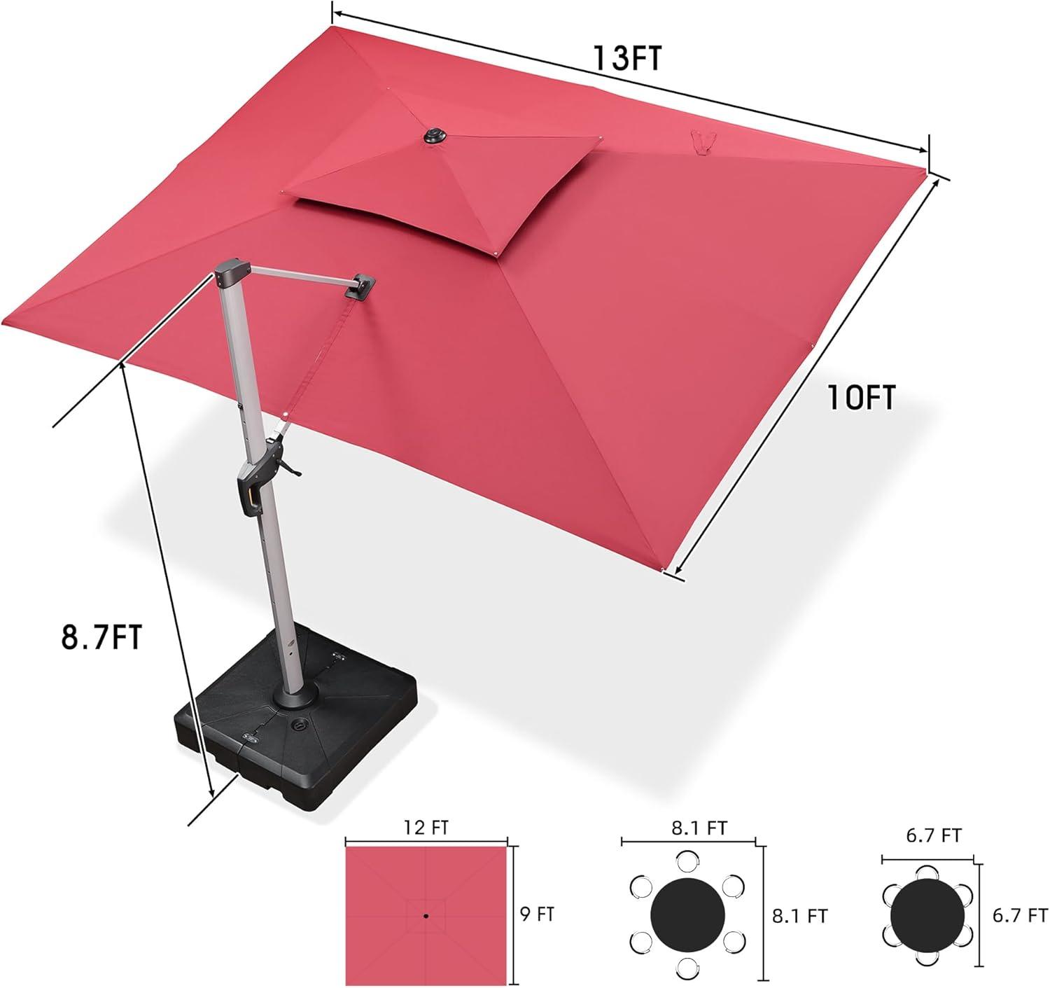 image:imagePURPLE LEAF 10 X 13 Patio Umbrella Outdoor Rectangle Umbrella Large Cantilever Umbrella Windproof Offset Heavy Duty Sun for Garden Deck Pool Patio BeigeTerra