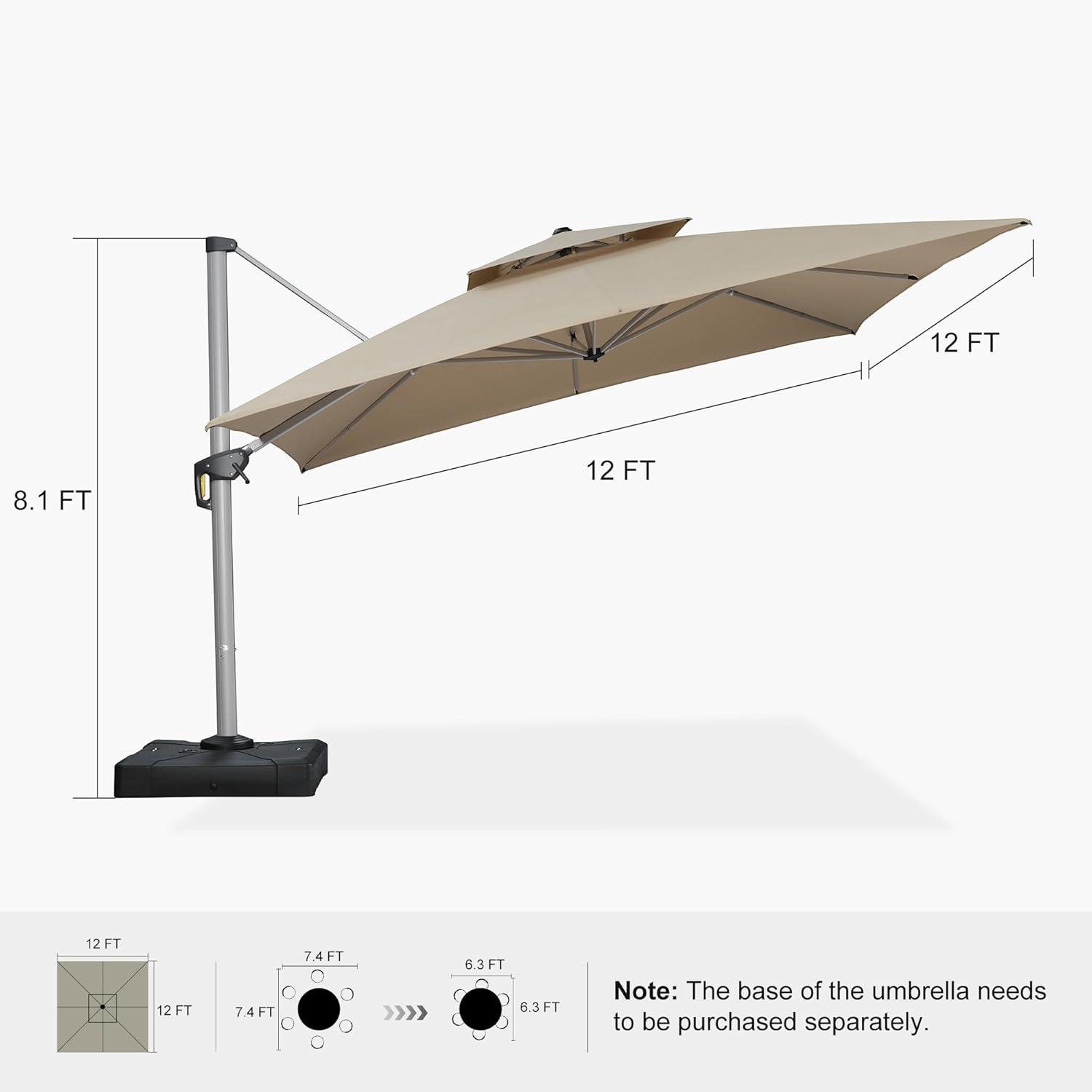 image:imagePURPLE LEAF 10 X 13 Patio Umbrella Outdoor Rectangle Umbrella Large Cantilever Umbrella Windproof Offset Heavy Duty Sun for Garden Deck Pool Patio BeigeSpectrum Sand