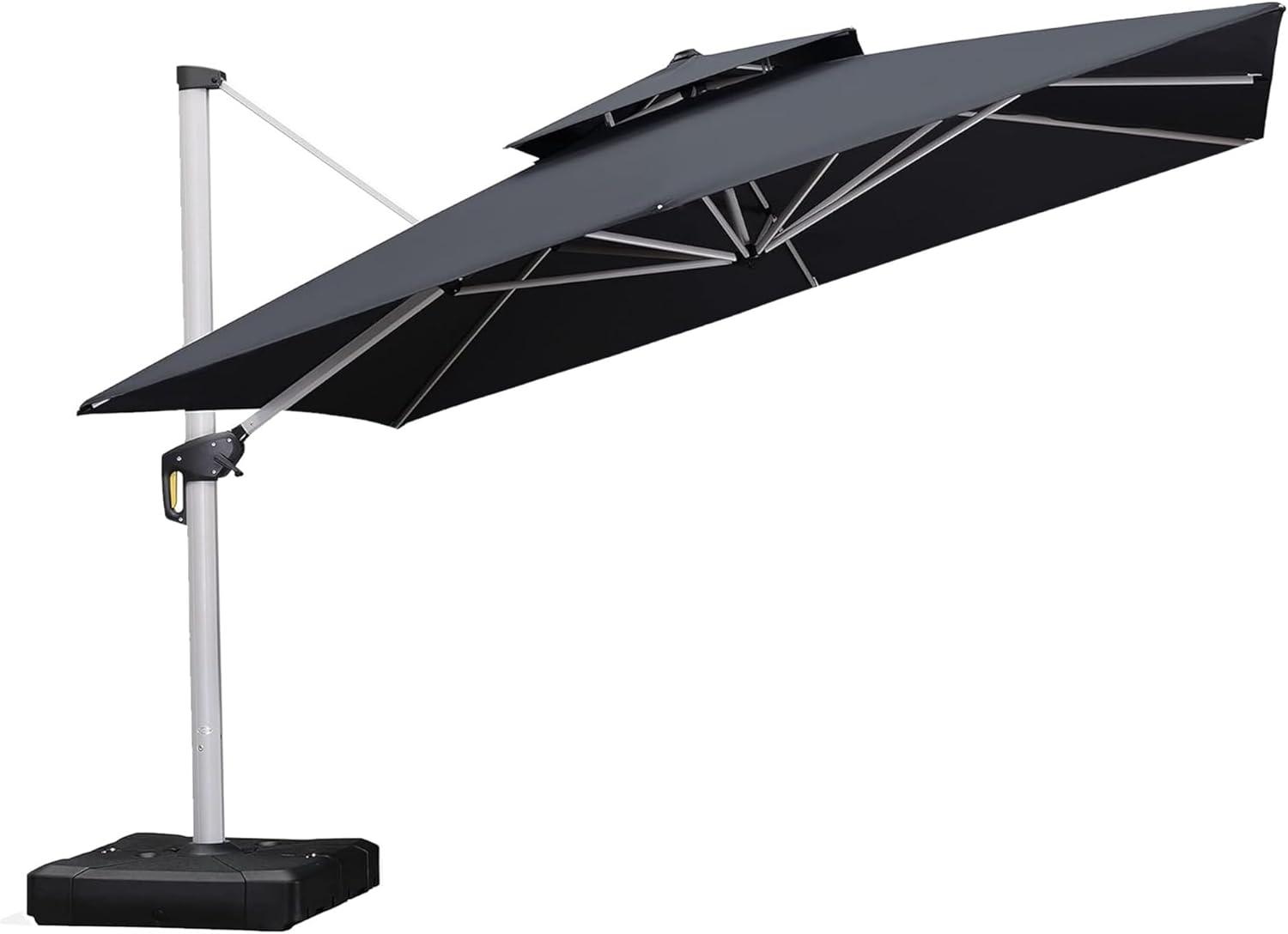 image:imagePURPLE LEAF 10 X 13 Patio Umbrella Outdoor Rectangle Umbrella Large Cantilever Umbrella Windproof Offset Heavy Duty Sun for Garden Deck Pool Patio BeigeGrey