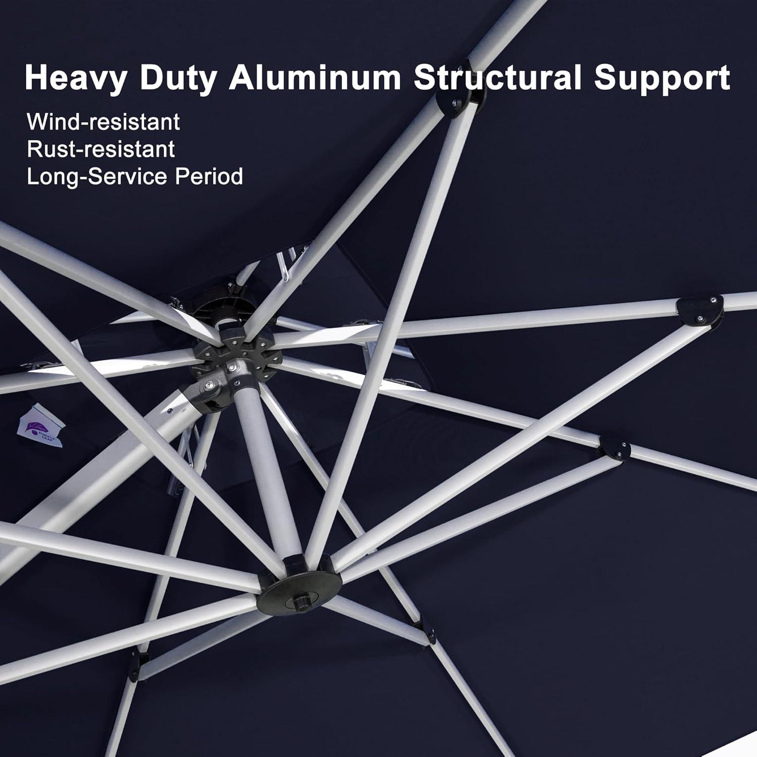 image:imagePURPLE LEAF 10 X 13 Patio Umbrella Outdoor Rectangle Umbrella Large Cantilever Umbrella Windproof Offset Heavy Duty Sun for Garden Deck Pool Patio BeigeNavy Blue