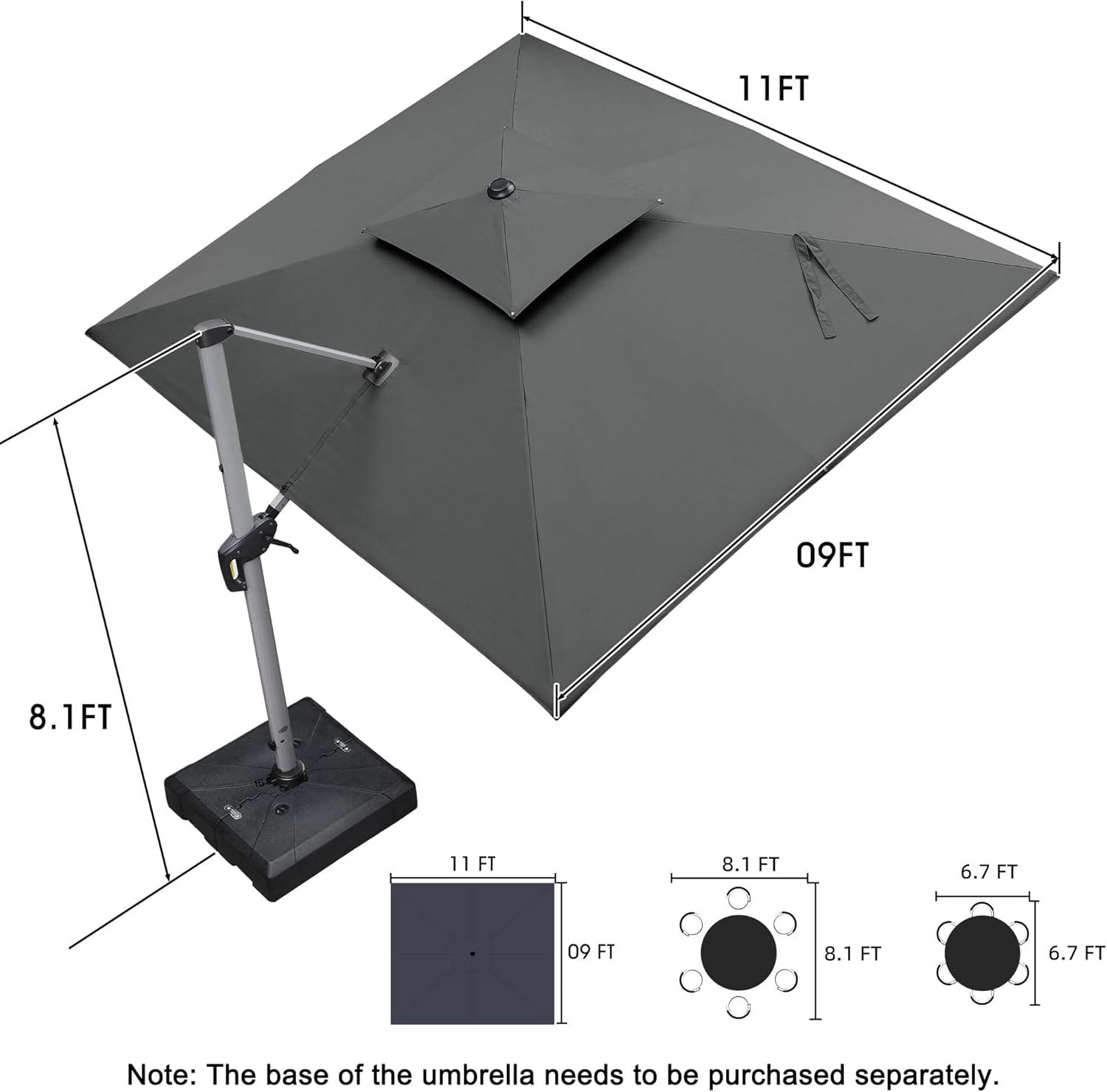 image:imagePURPLE LEAF 10 X 13 Patio Umbrella Outdoor Rectangle Umbrella Large Cantilever Umbrella Windproof Offset Heavy Duty Sun for Garden Deck Pool Patio BeigeGrey
