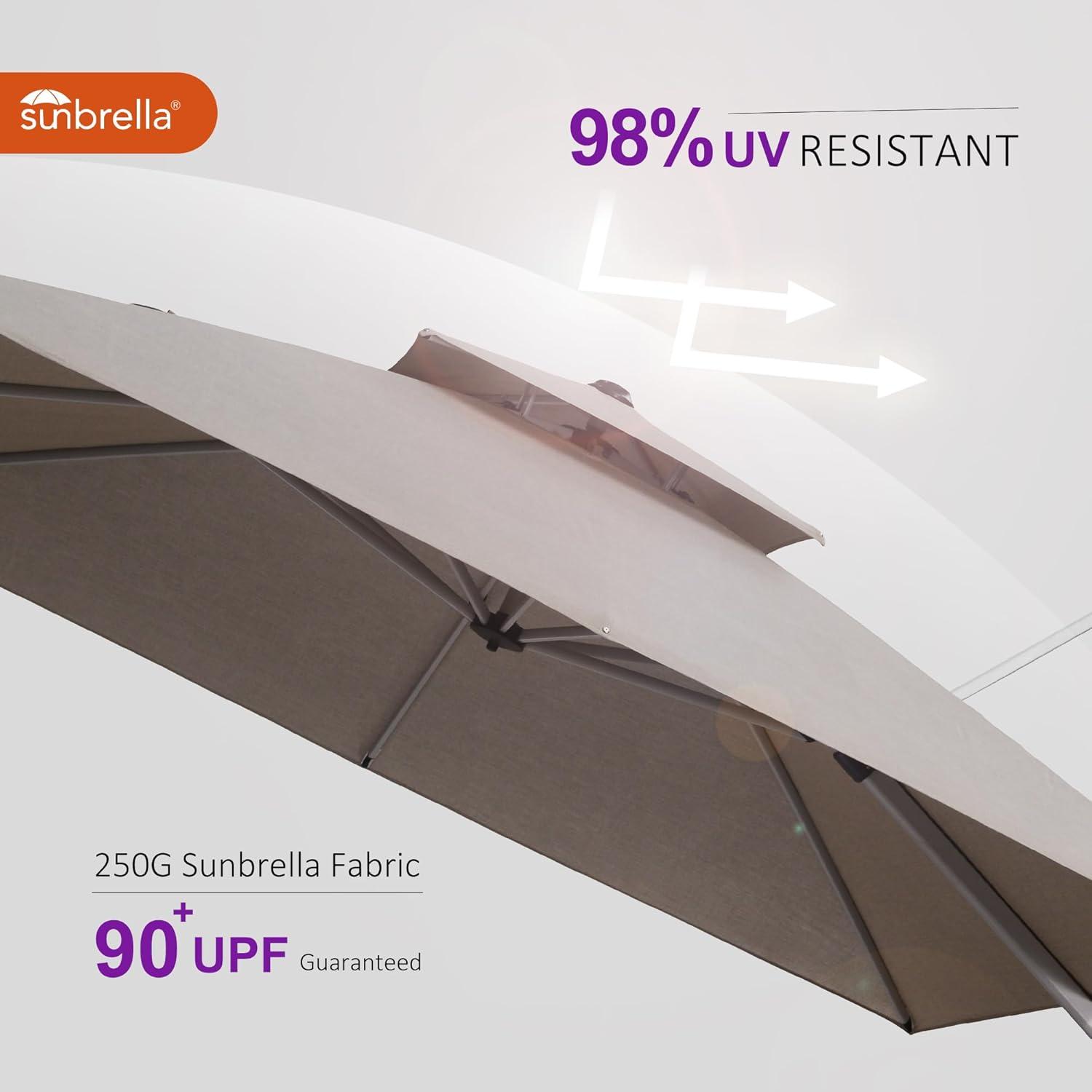 image:imagePURPLE LEAF 10 X 13 Patio Umbrella Outdoor Rectangle Umbrella Large Cantilever Umbrella Windproof Offset Heavy Duty Sun for Garden Deck Pool Patio BeigeCast Ash