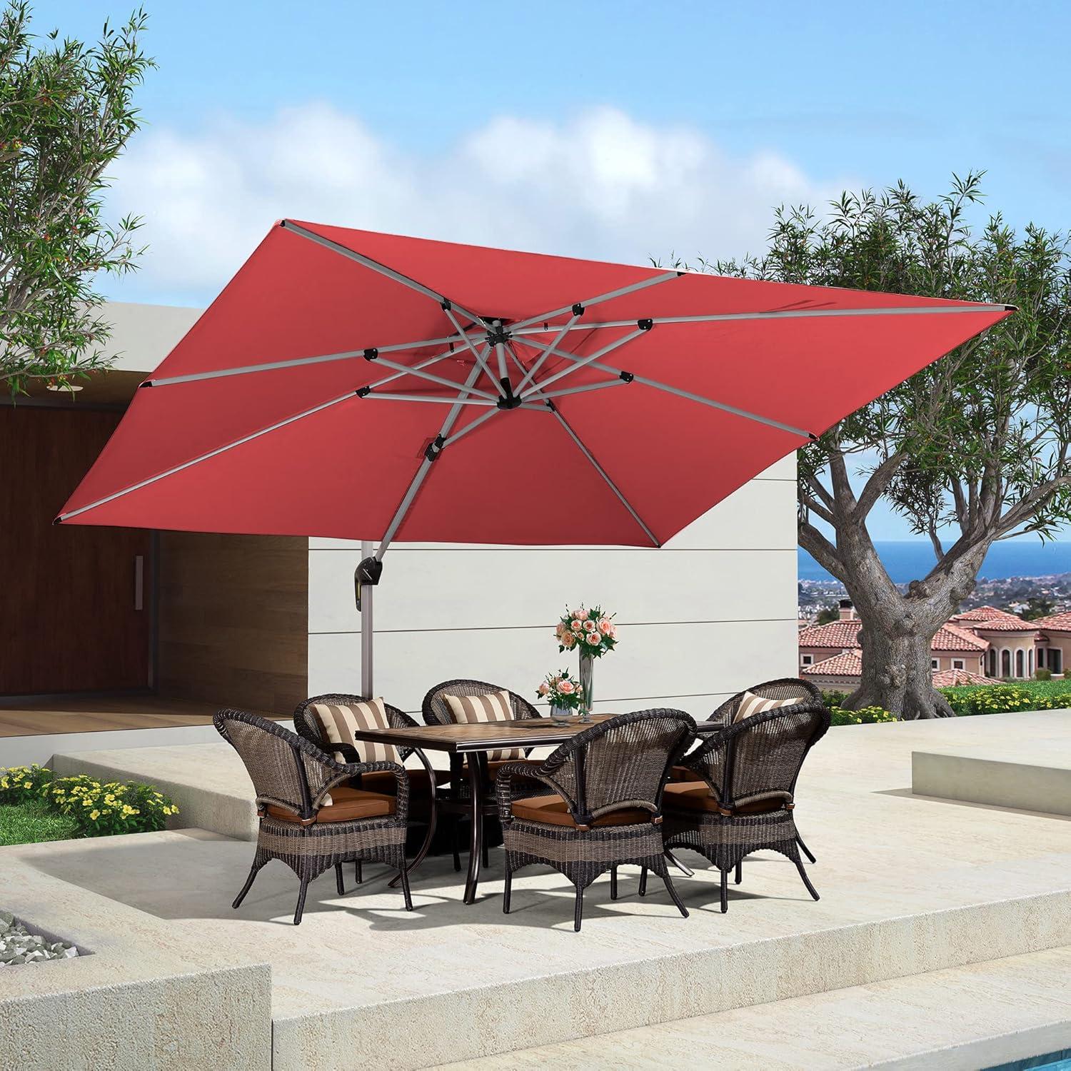 image:imagePURPLE LEAF 10 X 13 Patio Umbrella Outdoor Rectangle Umbrella Large Cantilever Umbrella Windproof Offset Heavy Duty Sun for Garden Deck Pool Patio BeigeTerra