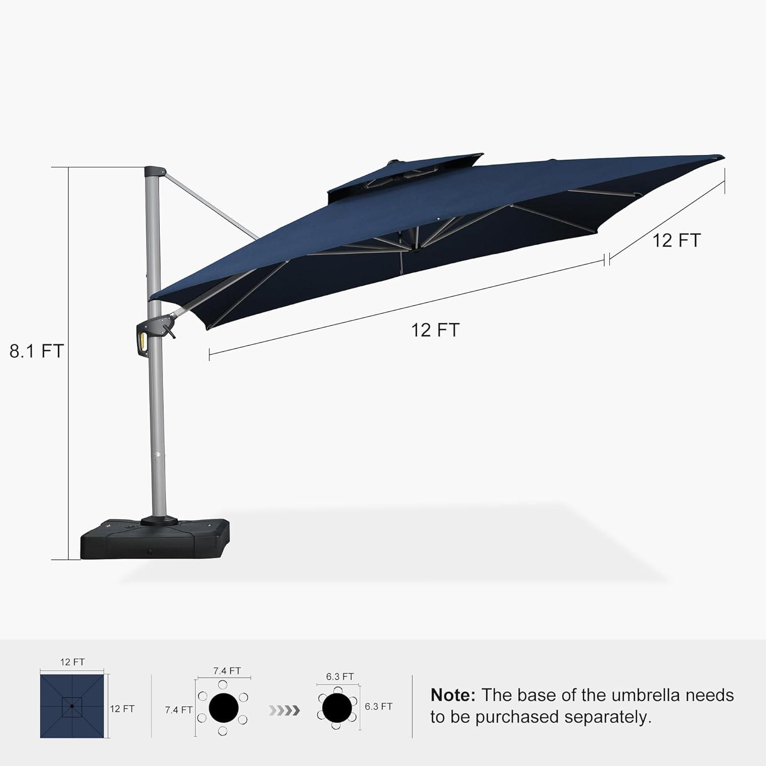image:imagePURPLE LEAF 10 X 13 Patio Umbrella Outdoor Rectangle Umbrella Large Cantilever Umbrella Windproof Offset Heavy Duty Sun for Garden Deck Pool Patio BeigeSpectrum Indigo