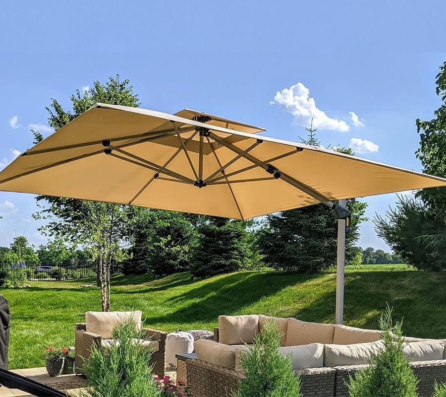 image:imagePURPLE LEAF 10 X 13 Patio Umbrella Outdoor Rectangle Umbrella Large Cantilever Umbrella Windproof Offset Heavy Duty Sun for Garden Deck Pool Patio BeigeBeige
