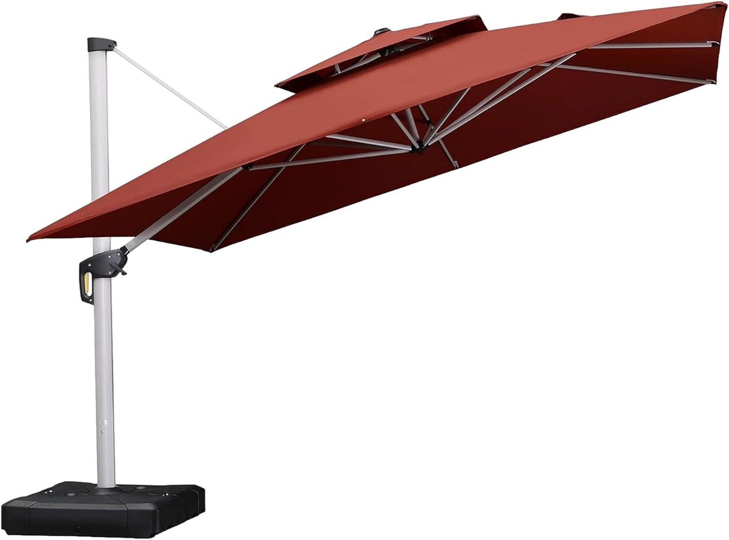 image:imagePURPLE LEAF 10 X 13 Patio Umbrella Outdoor Rectangle Umbrella Large Cantilever Umbrella Windproof Offset Heavy Duty Sun for Garden Deck Pool Patio BeigeBrick Red