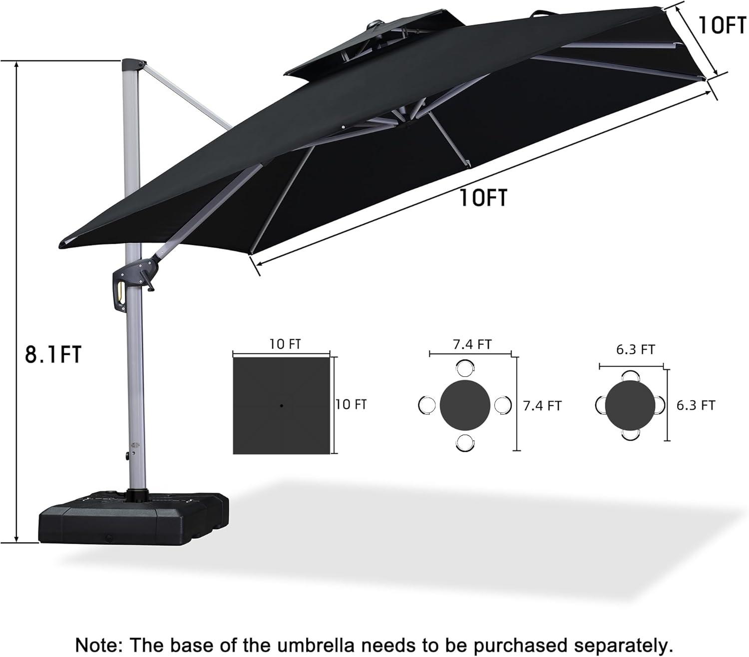 image:imagePURPLE LEAF 10 X 13 Patio Umbrella Outdoor Rectangle Umbrella Large Cantilever Umbrella Windproof Offset Heavy Duty Sun for Garden Deck Pool Patio BeigeBlack